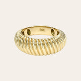 14K Gold Ribbed Dome Ring Zoe Lev Jewelry