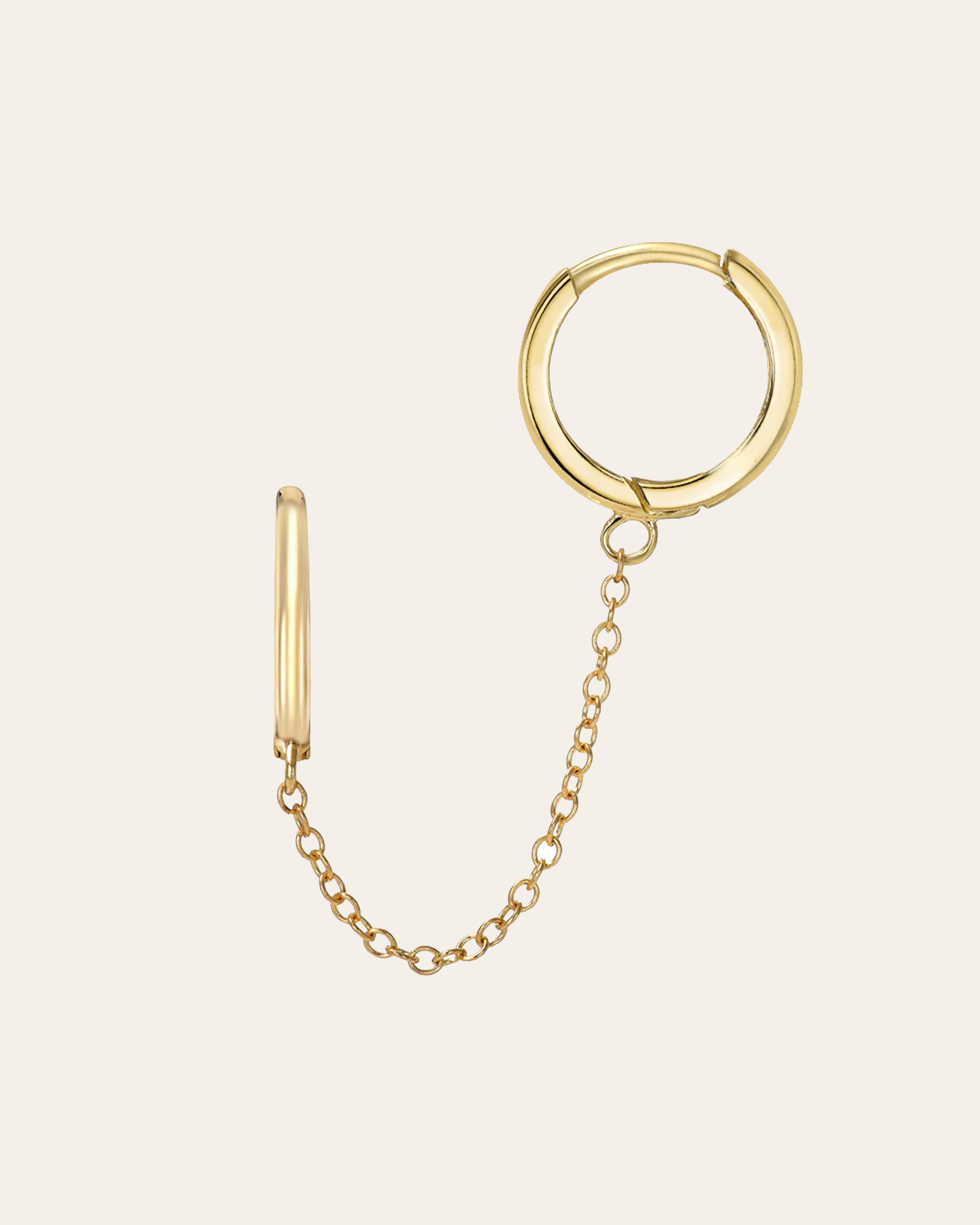 14K Gold Small Chain Huggie Earrings Hoops & Huggies Zoe Lev Jewelry