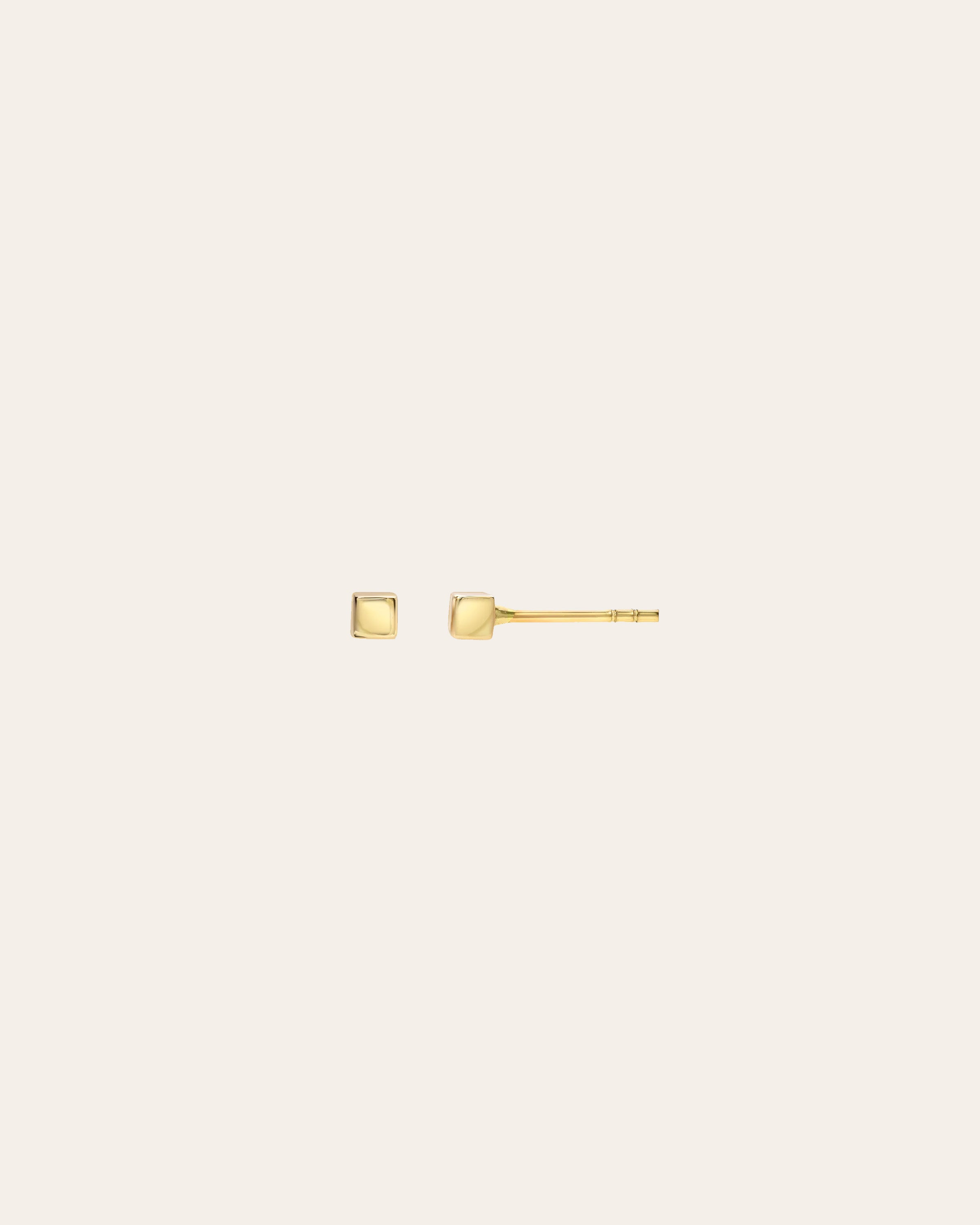 14k Gold Small Cube Stud Earrings Zoe Lev Jewelry