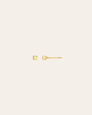 14k Gold Small Cube Stud Earrings