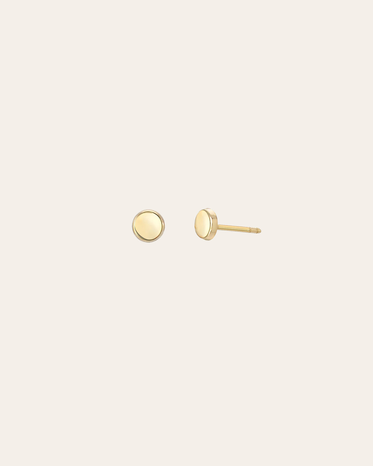14k Gold Small Disc Stud Earrings