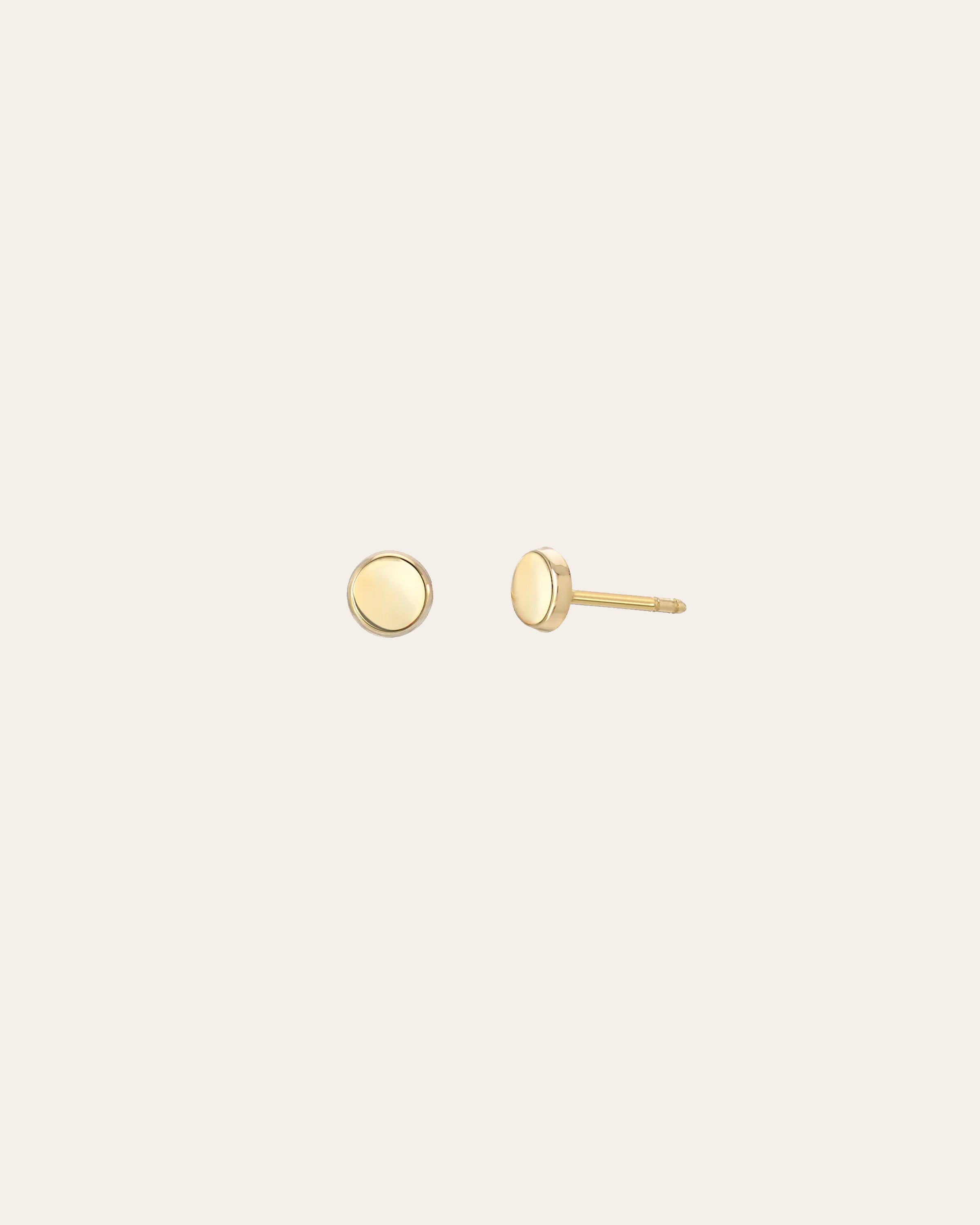 italia D'oro Flat Bead Stud Earrings 14K Yellow Gold