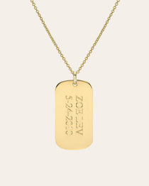 14k Gold Small Dog Tag Necklace Personalized Zoe Lev Jewelry