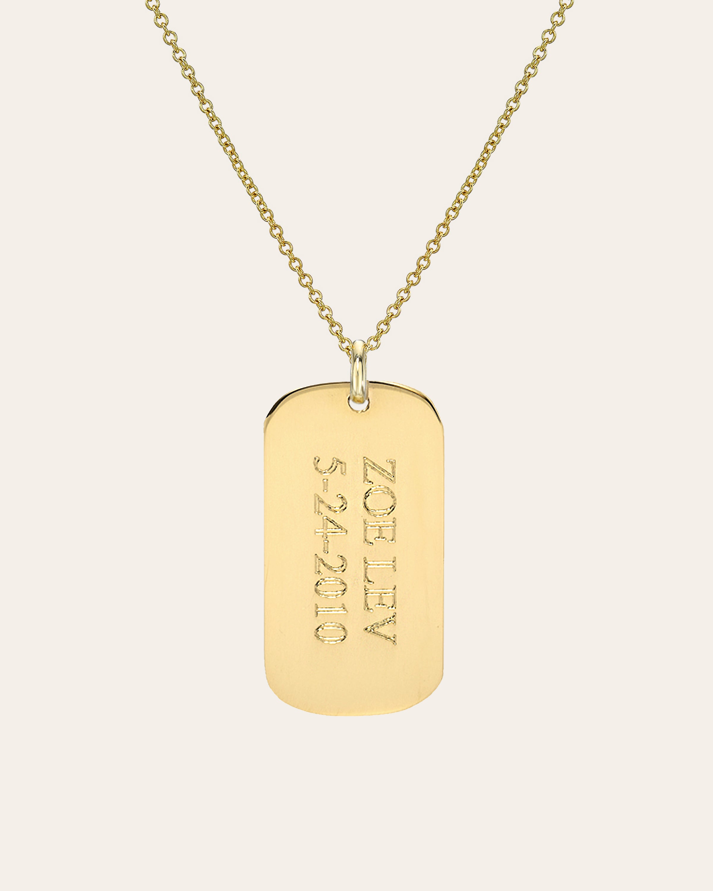 14k Gold Small Dog Tag Necklace Personalized Zoe Lev Jewelry