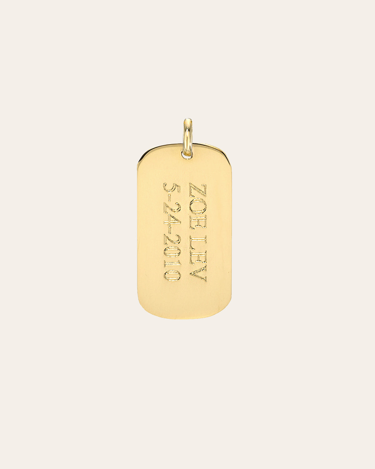14k Gold Small Engraved Dog Tag Pendant