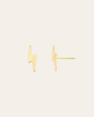 14k Gold Small Lightning Bolt Stud Earrings