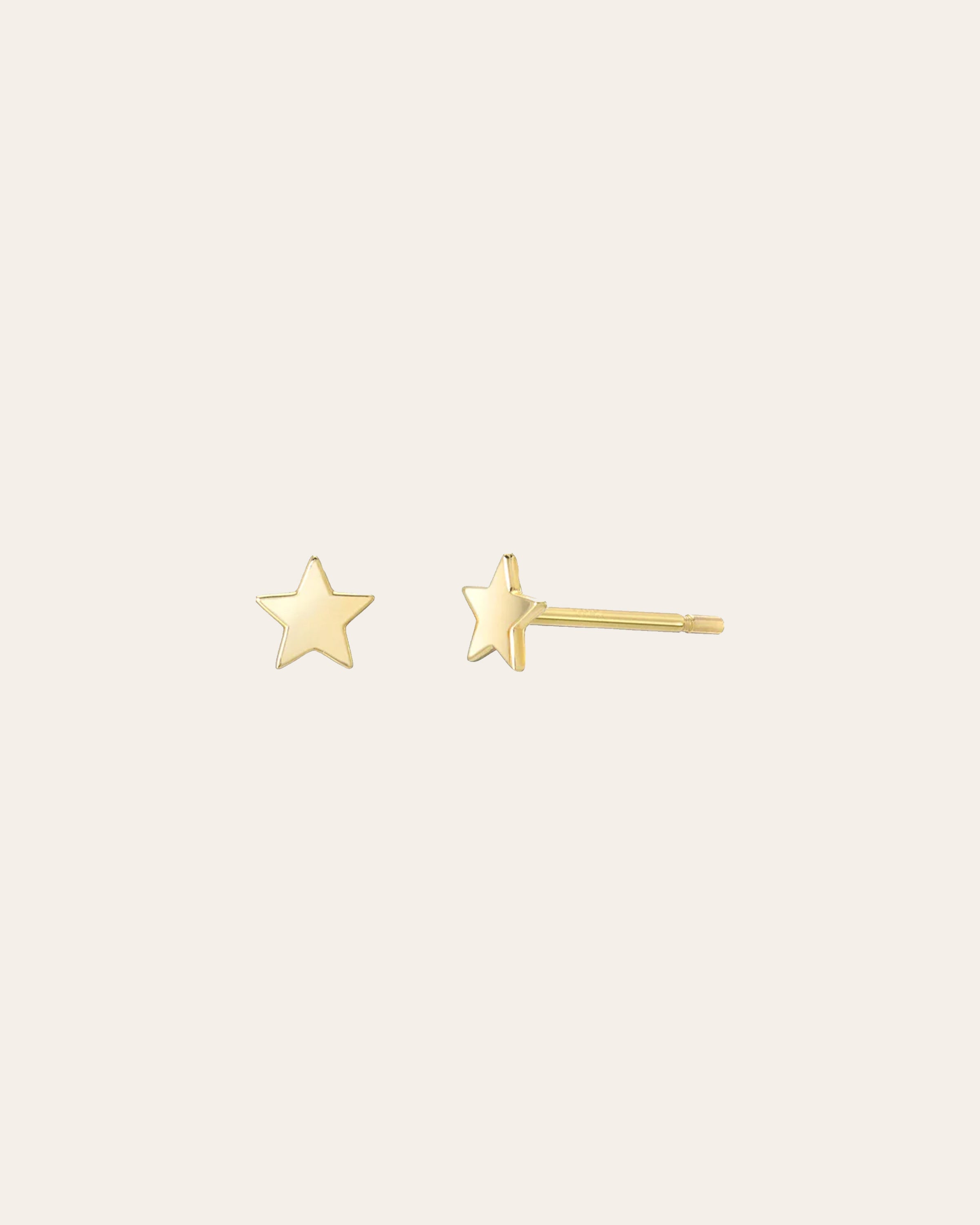 14k Yellow Gold Small Stars Stud Earrings - Pair SAMPLE SALE Zoe Lev Jewelry