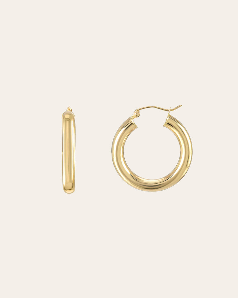 14K Gold Thick Hoop Earrings