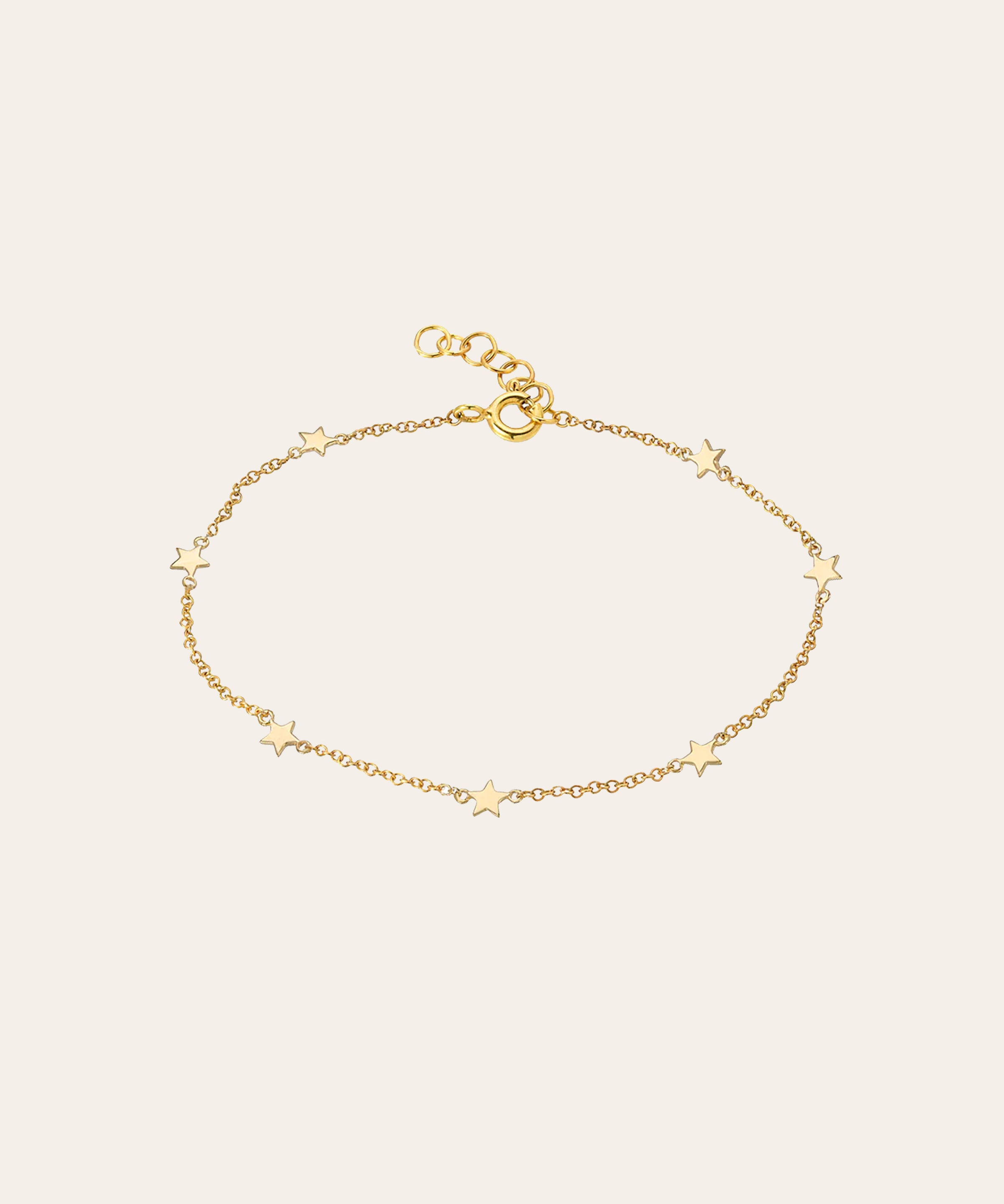 14k Gold Star Charm Anklet Zoe Lev Jewelry