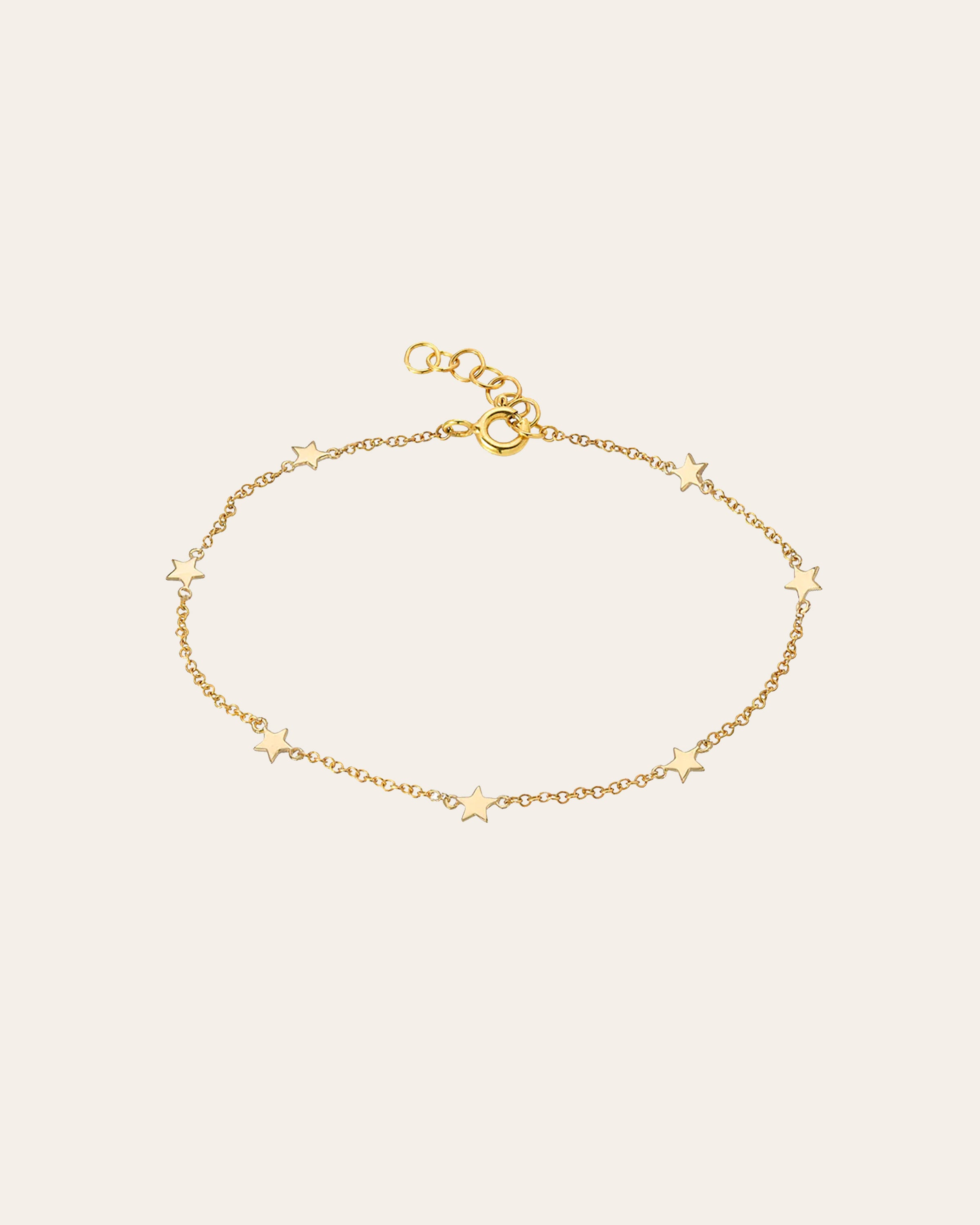 14k Gold Star Charm Anklet Zoe Lev Jewelry