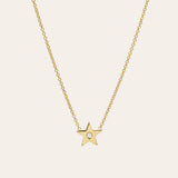 Kids 14k Gold Star with Tiny Diamond Necklace Kids Zoe Lev Jewelry