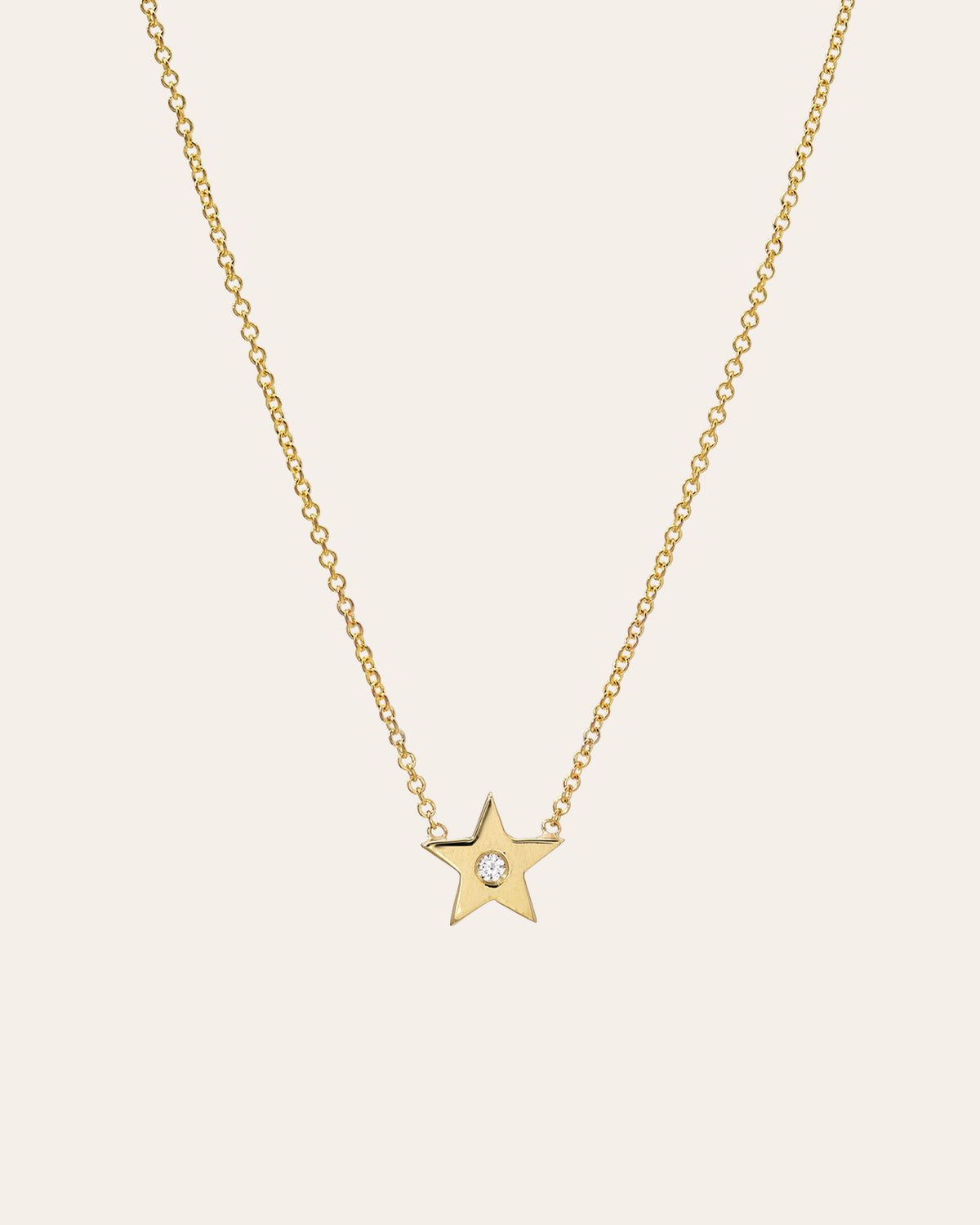14k Gold Star with Tiny Diamond Necklace
