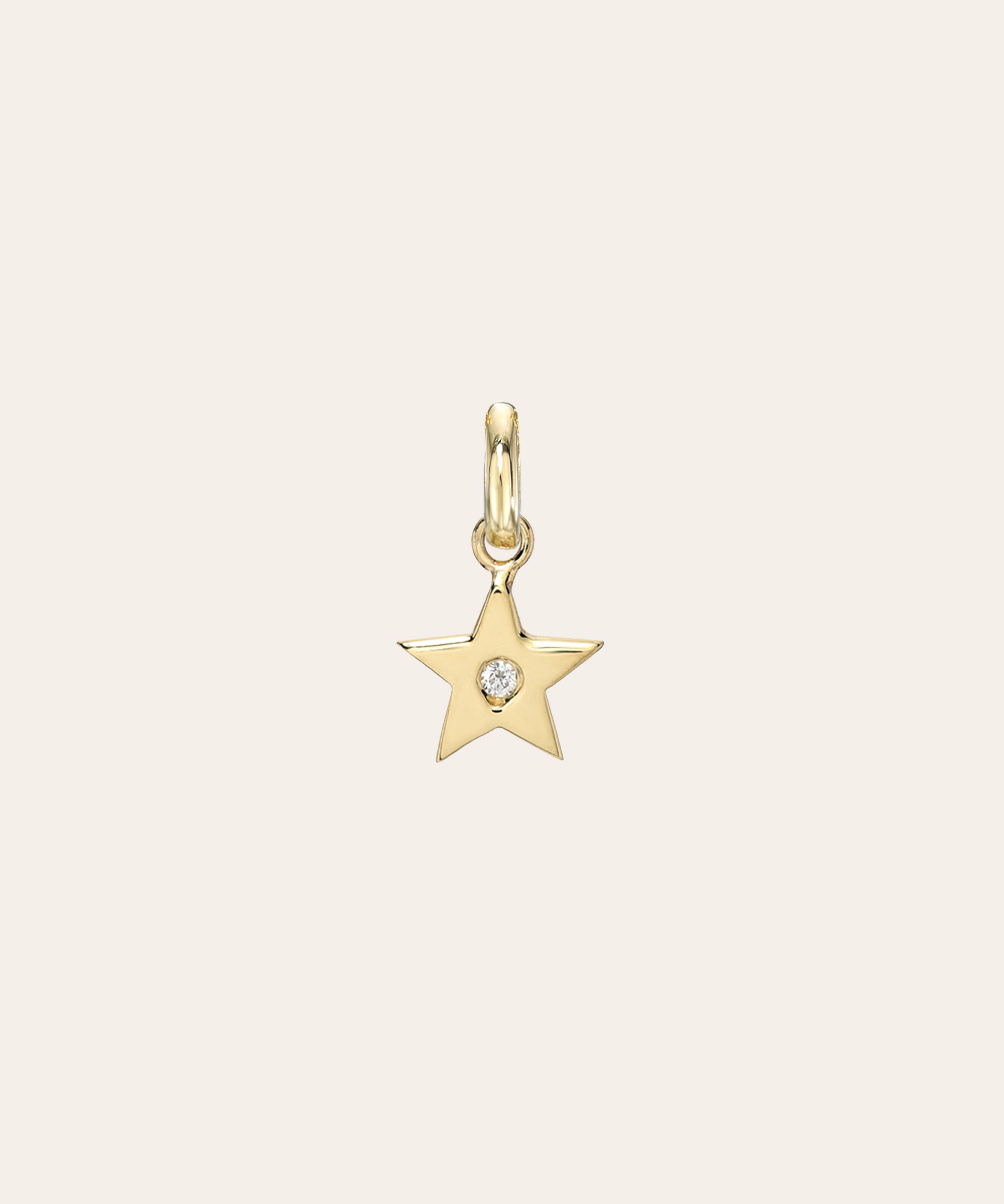 14k Gold Star with Tiny Diamond Pendant Zoe Lev Jewelry