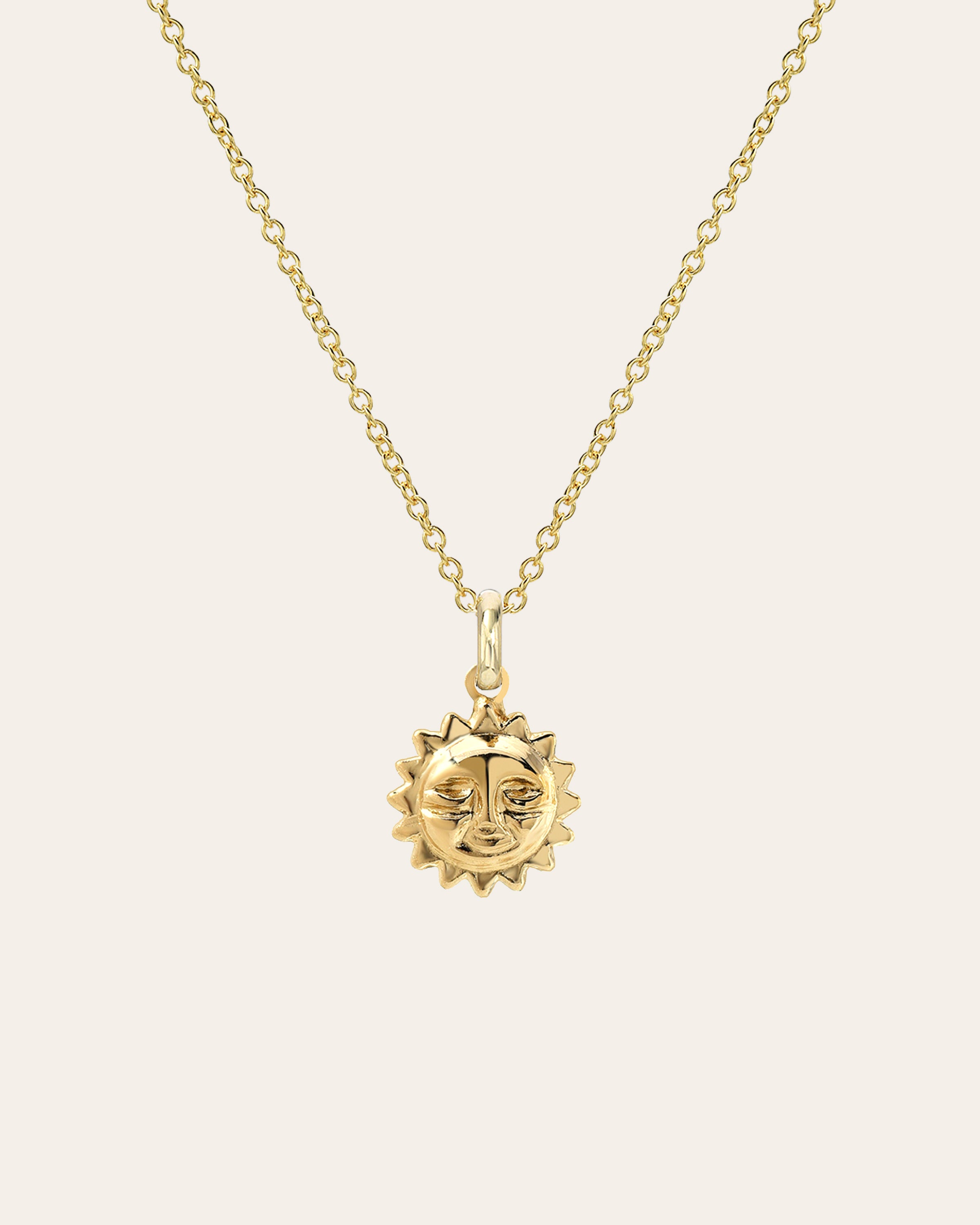 14k Gold Sun Necklace Zoe Lev Jewelry