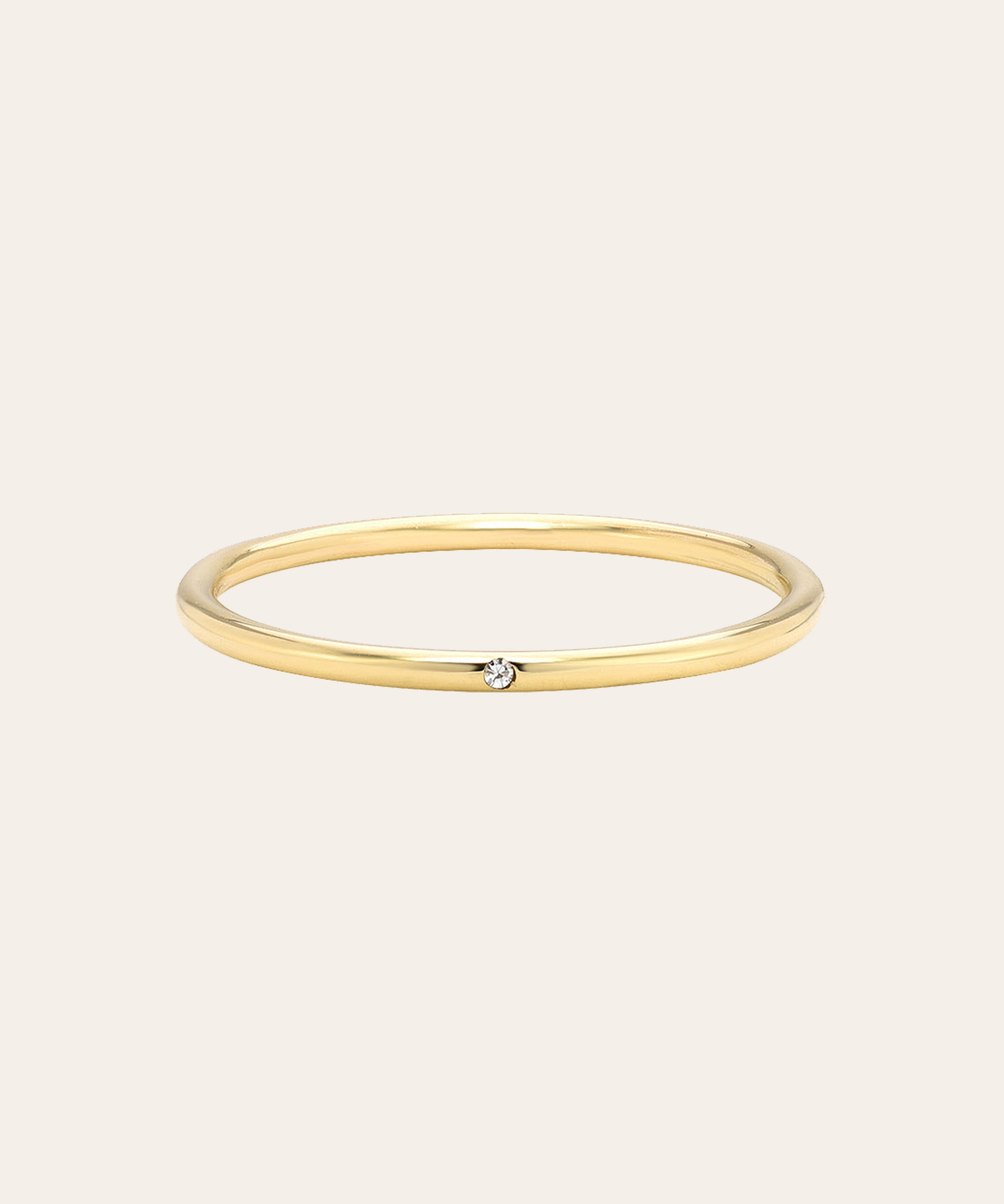 14k Gold Thin band with Tiny Diamond SAMPLE SALE Zoe Lev Jewelry