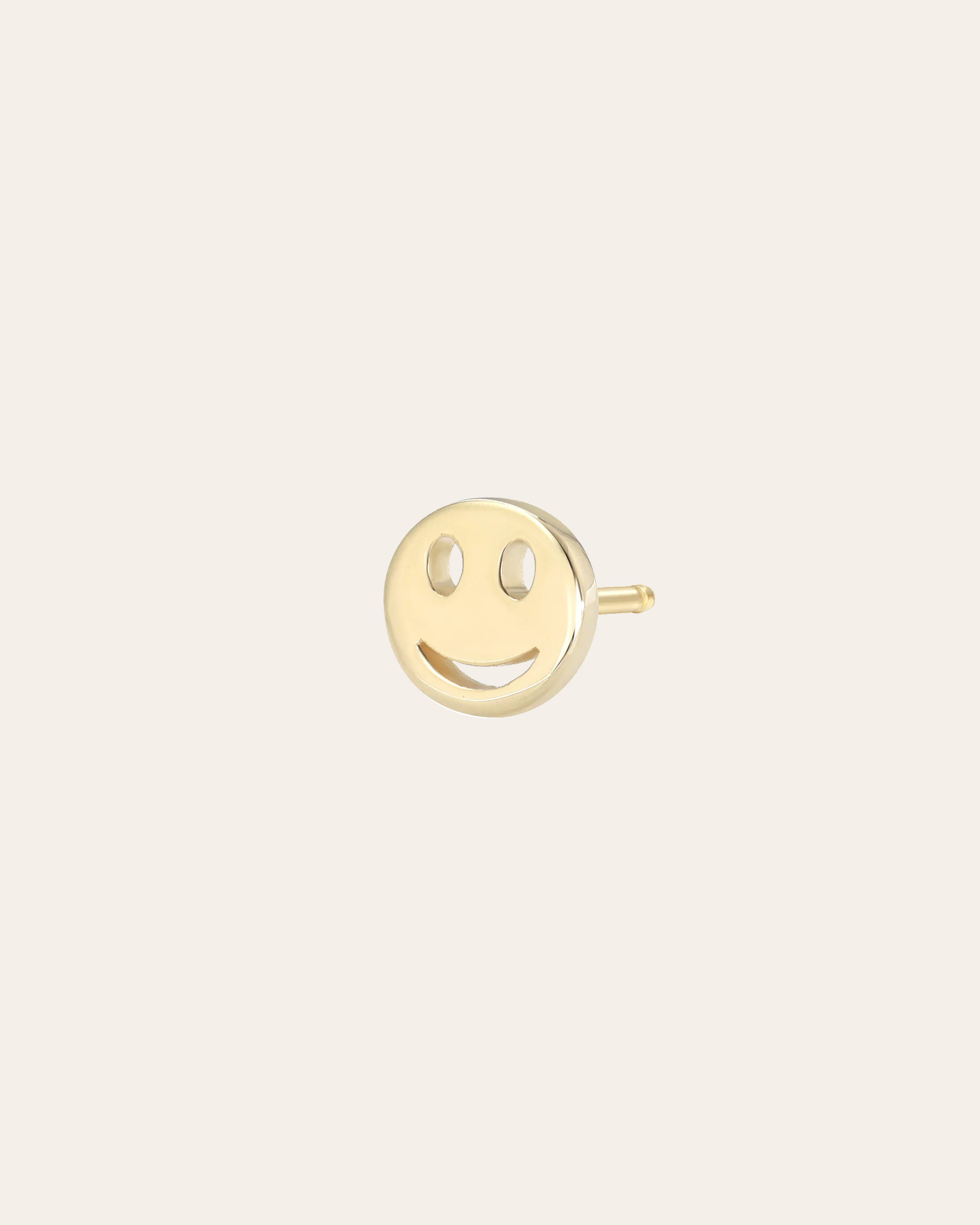 14k Gold Tiny Happy Emoji Stud Earring Zoe Lev Jewelry
