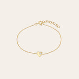 14k Gold Tiny Heart Bracelet with Diamond Zoe Lev Jewelry