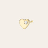 14k Gold Tiny Heart with Diamond Stud Earring Zoe Lev Jewelry