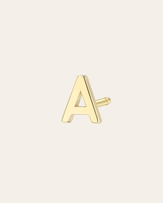 14k Gold Tiny Letter Stud Earring