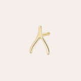 14k Gold Tiny Wishbone Stud Earring Zoe Lev Jewelry