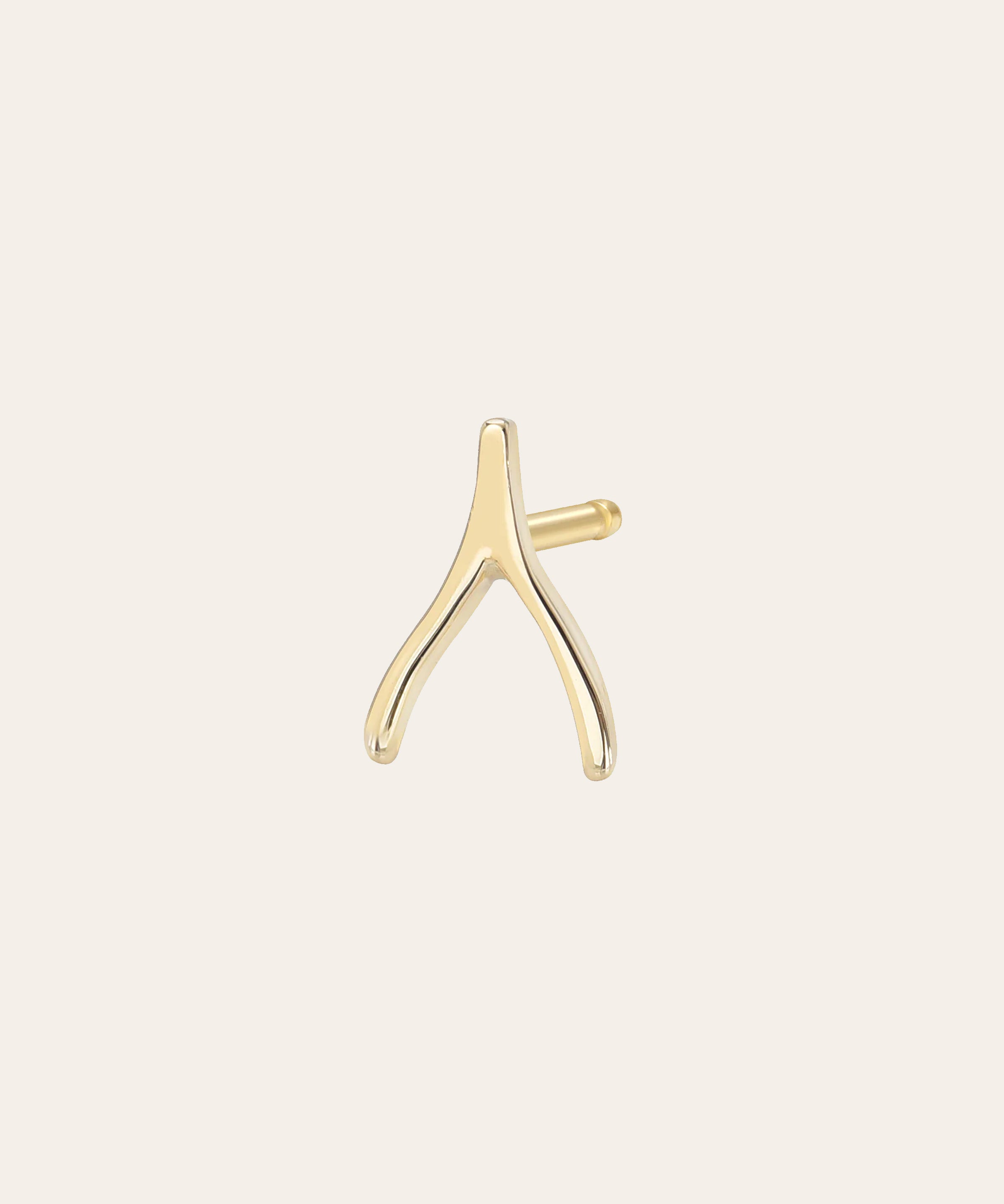 14k Gold Tiny Wishbone Stud Earring Zoe Lev Jewelry