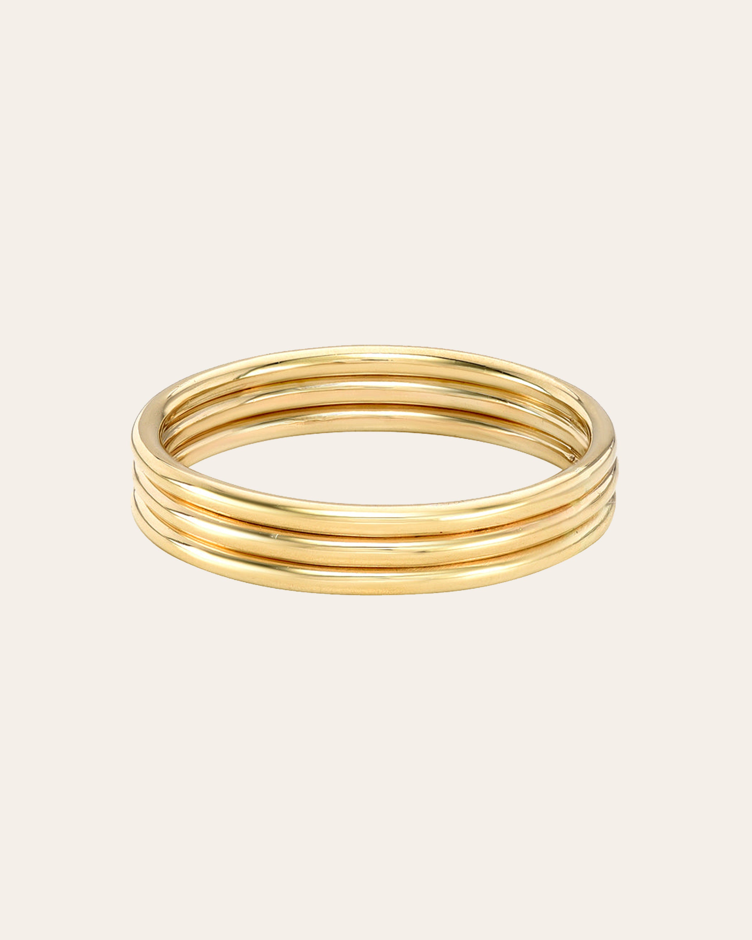 14k Gold Trio Band - Size 8 SAMPLE SALE Zoe Lev Jewelry