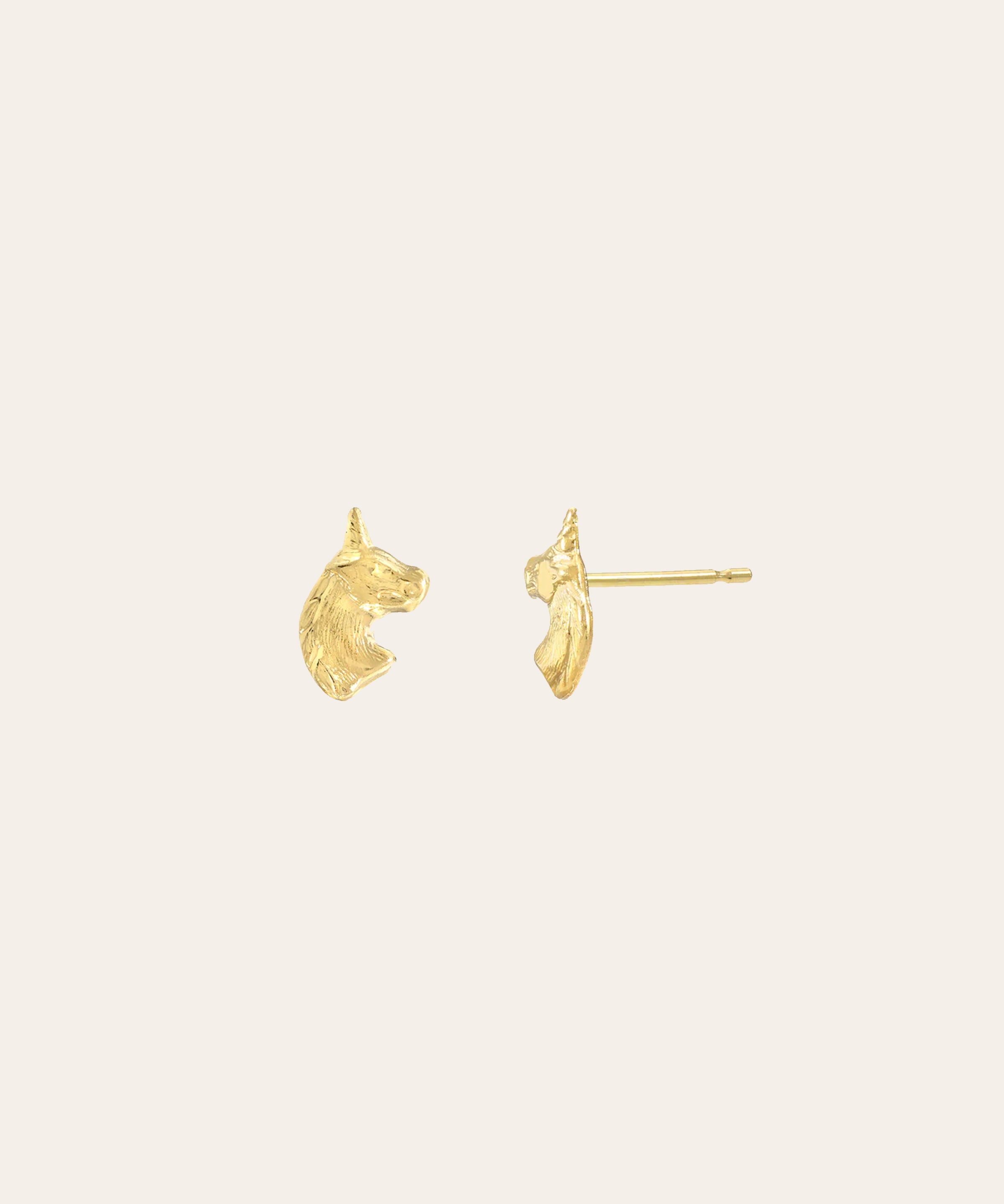 14k Gold Unicorn Stud Earrings SAMPLE SALE Zoe Lev Jewelry