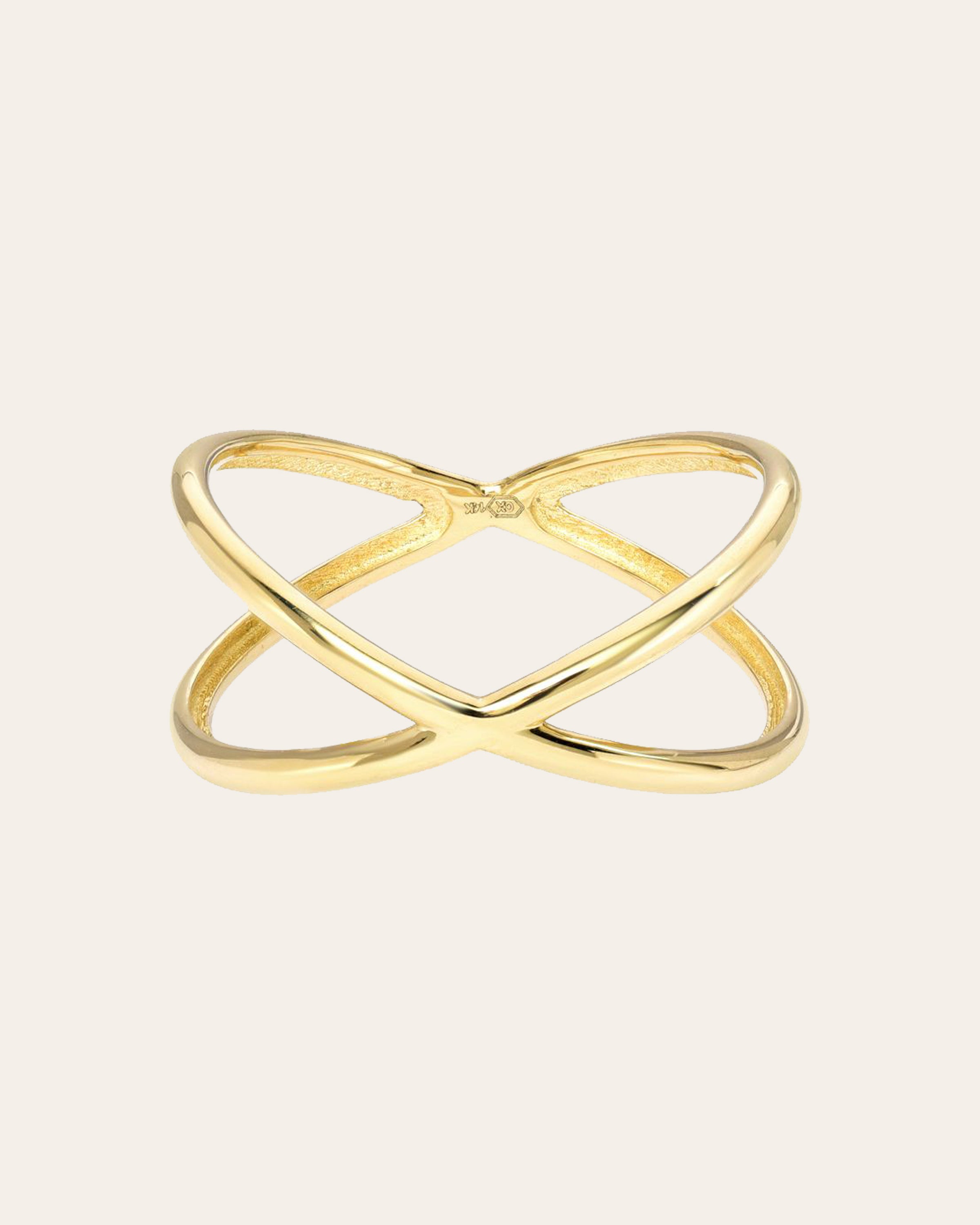 14k Gold X Ring Zoe Lev Jewelry