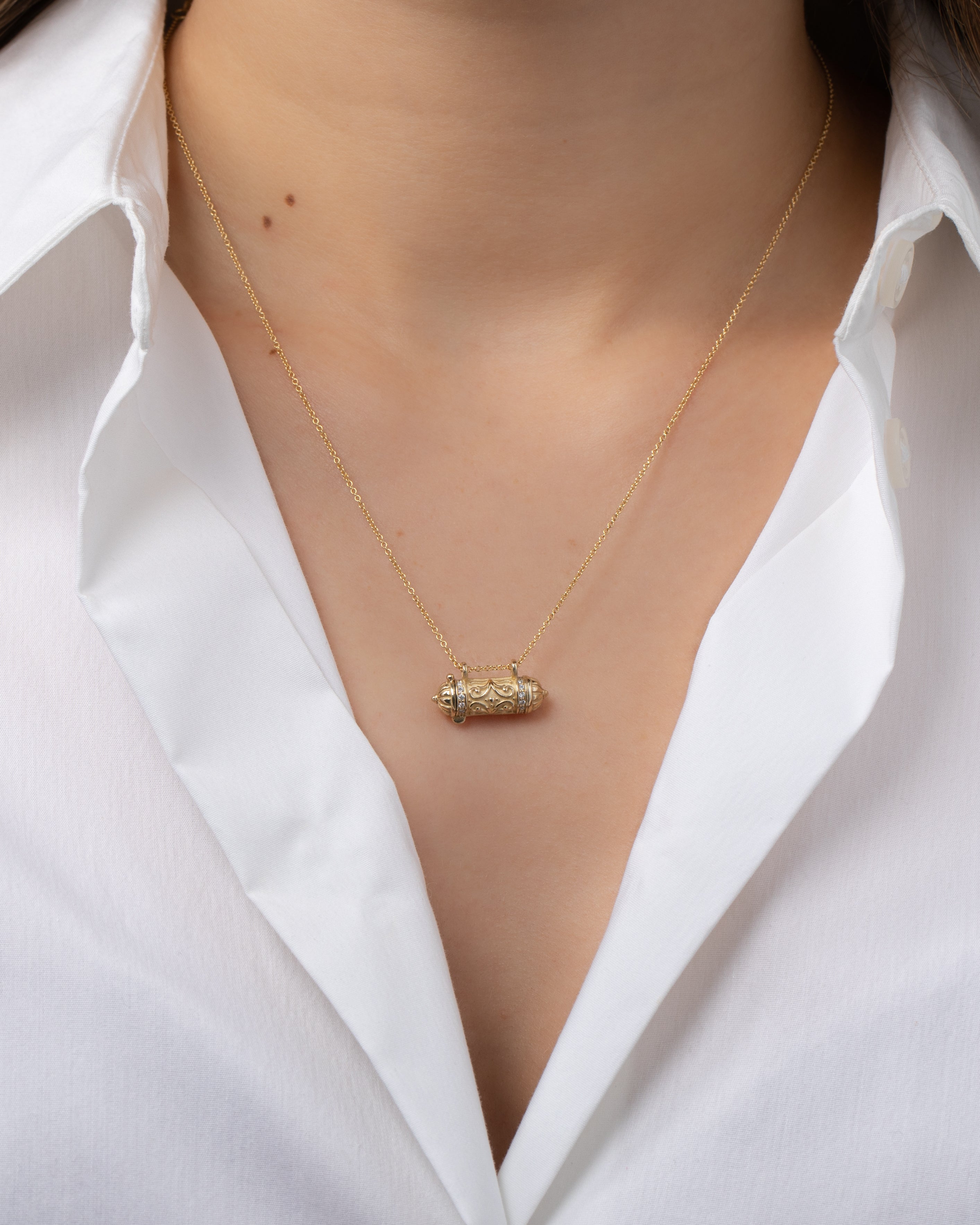 14k Gold and Diamond Amulet Necklace Personalized Zoe Lev Jewelry