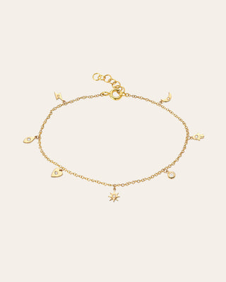 14k Gold and Diamond  Charm Bracelet