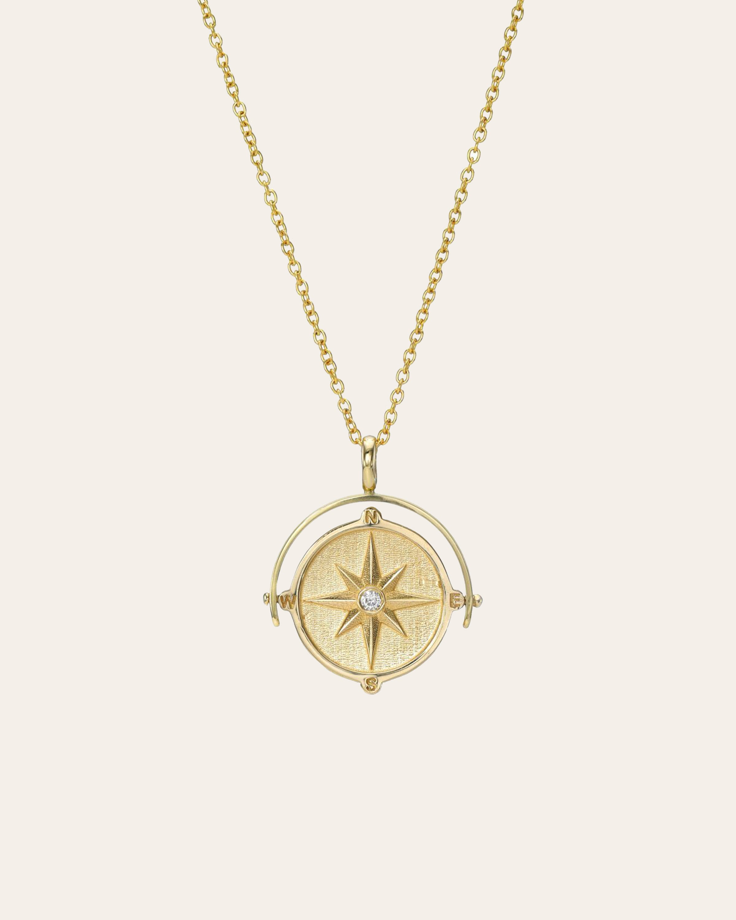 Spinner Compass Medallion Necklace Personalized Zoe Lev Jewelry