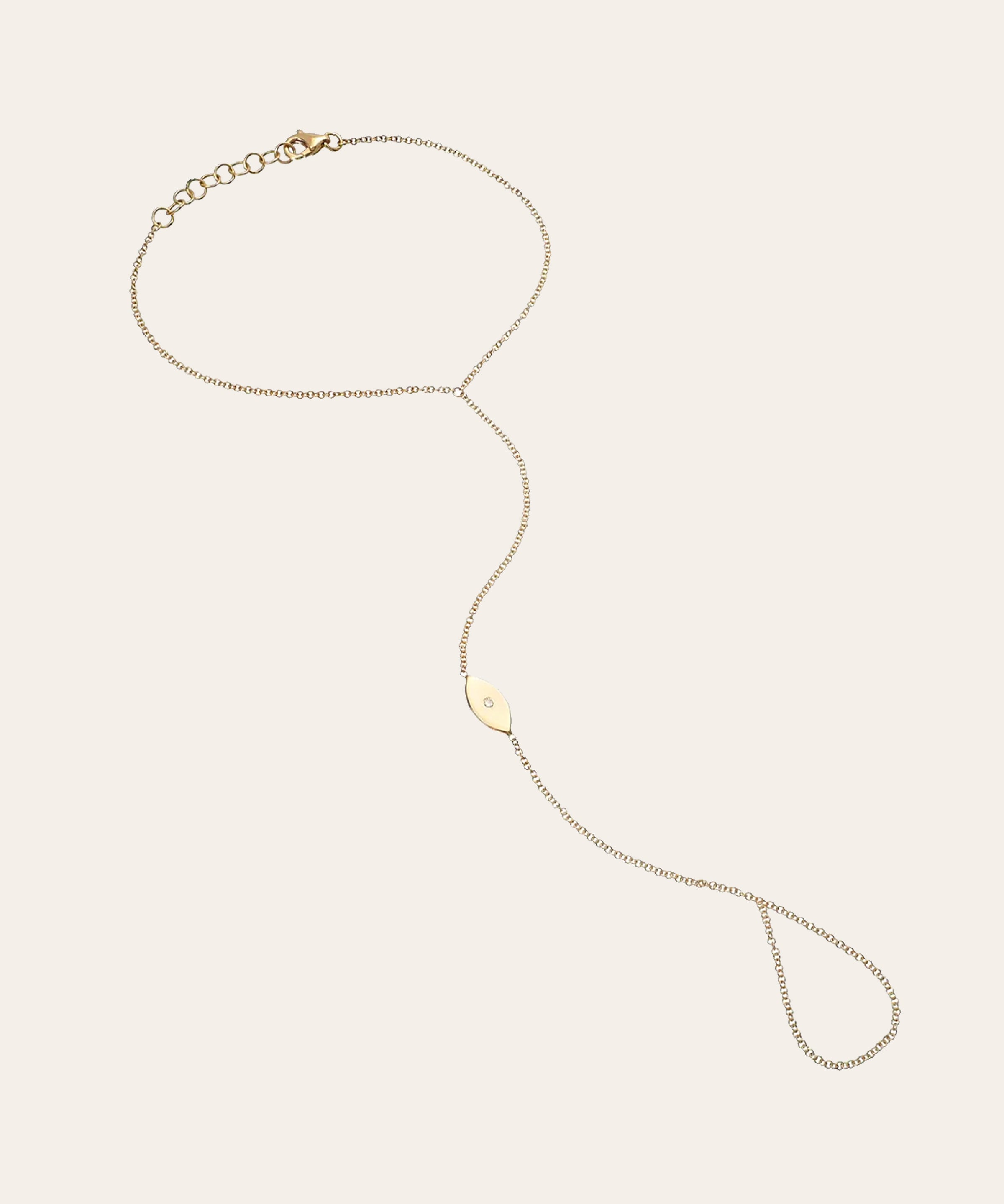 14K Gold Diamond Evil Eye Hand Chain Zoe Lev Jewelry