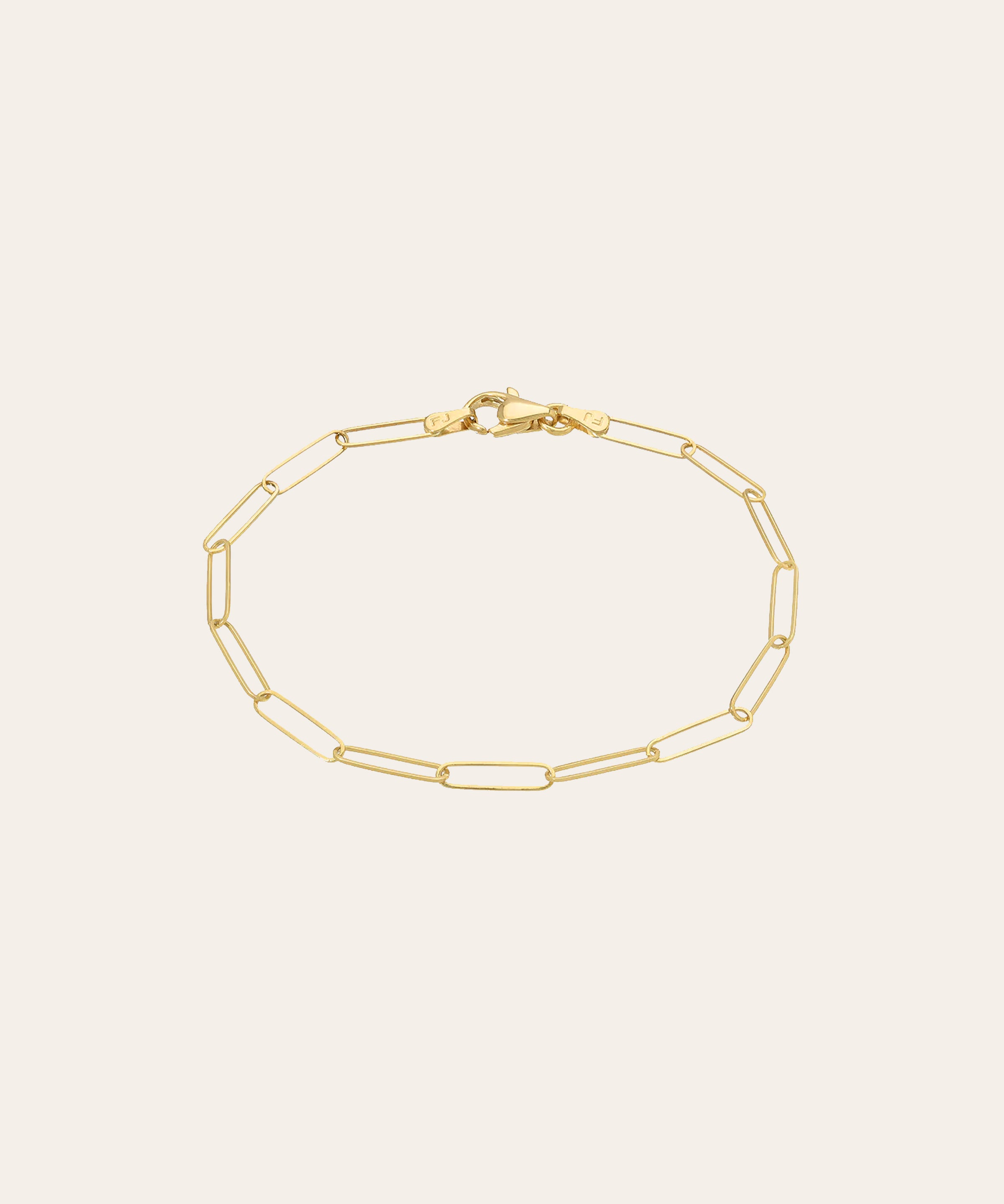 14k Gold Paper Clip Chain Bracelet Zoe Lev Jewelry