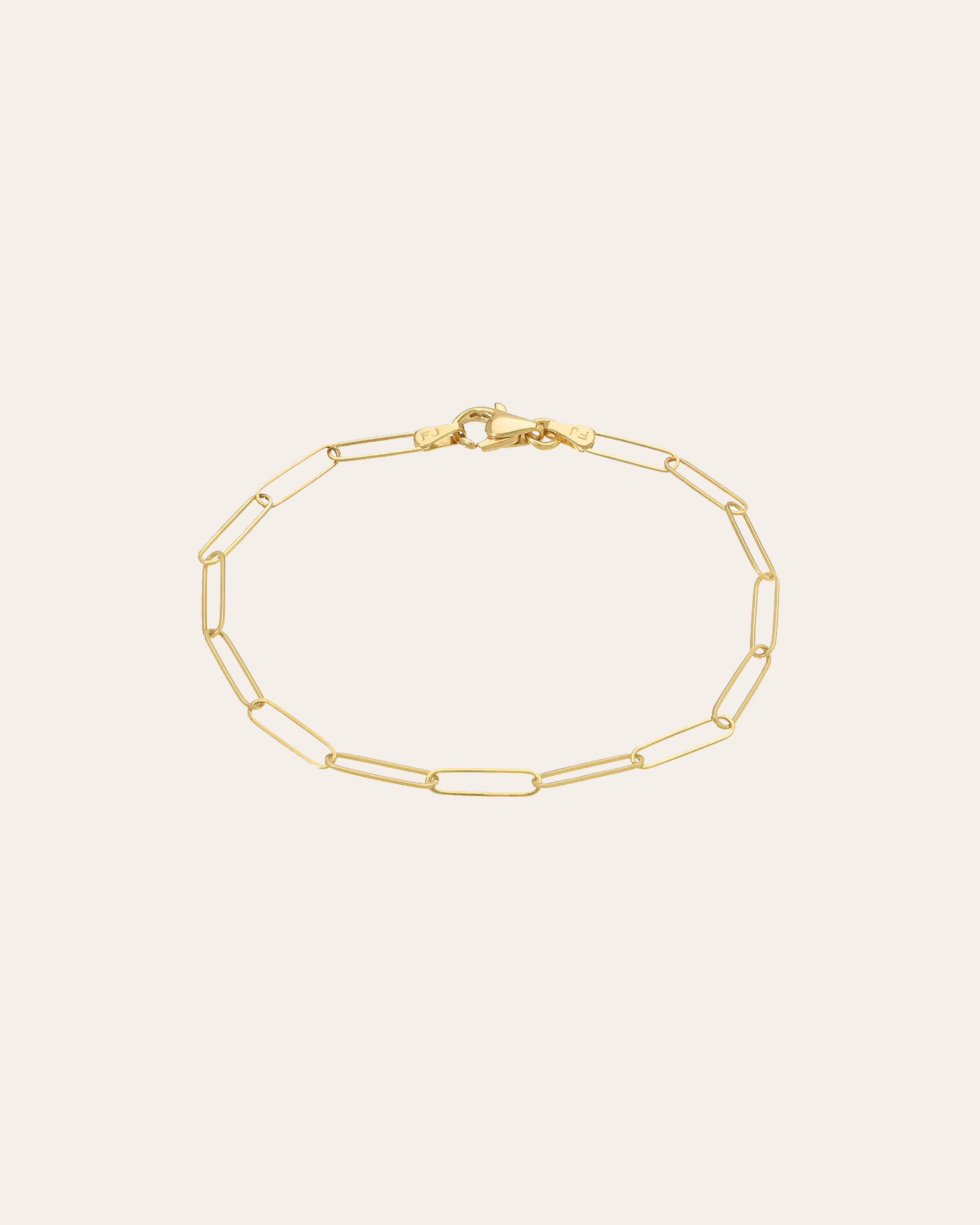 14k Gold Paper Clip Chain Bracelet Zoe Lev Jewelry