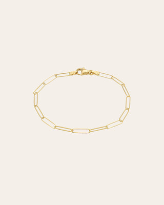 14k Gold Paper Clip Chain Bracelet