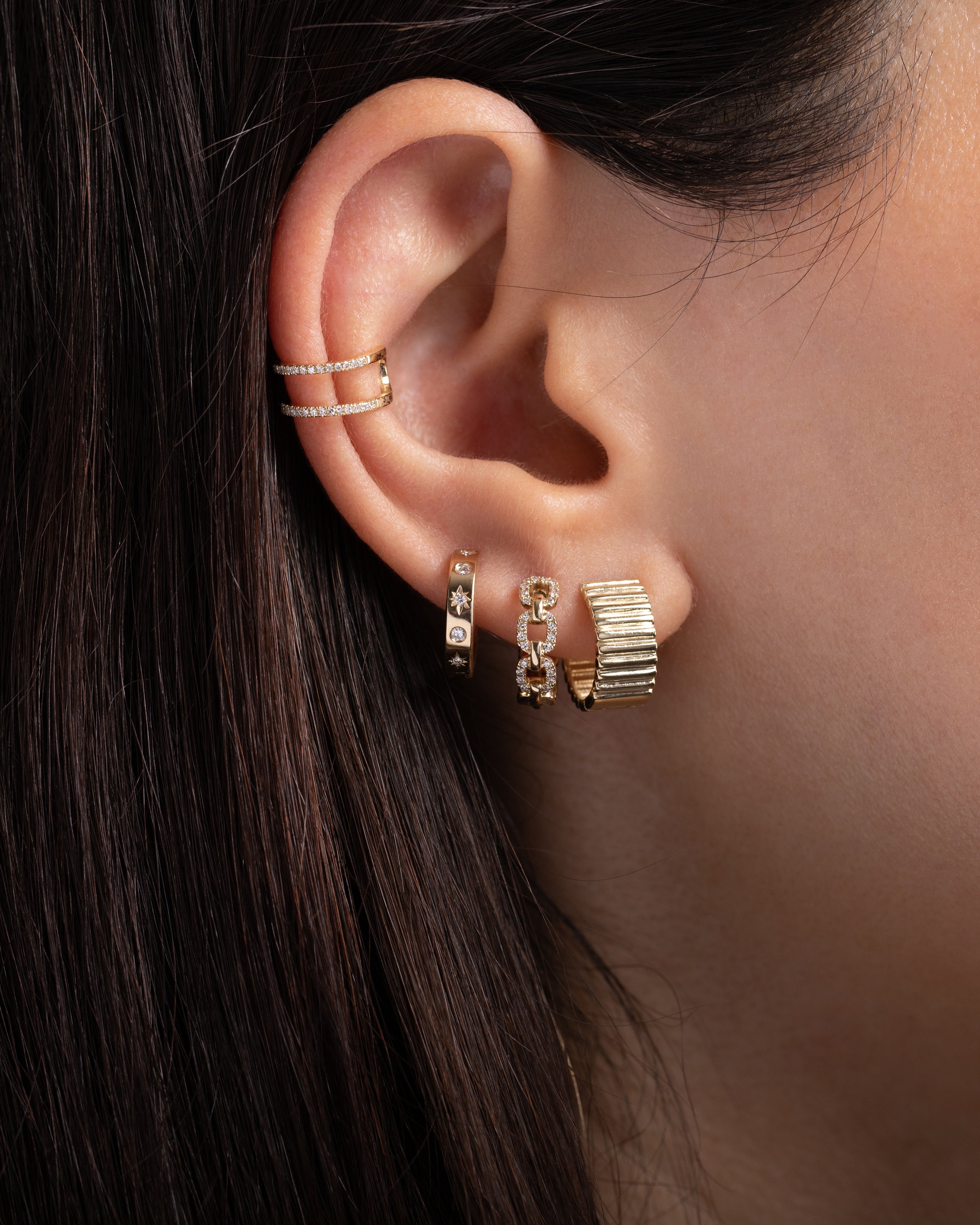 Double Row Diamond Ear Cuff Zoe Lev Jewelry