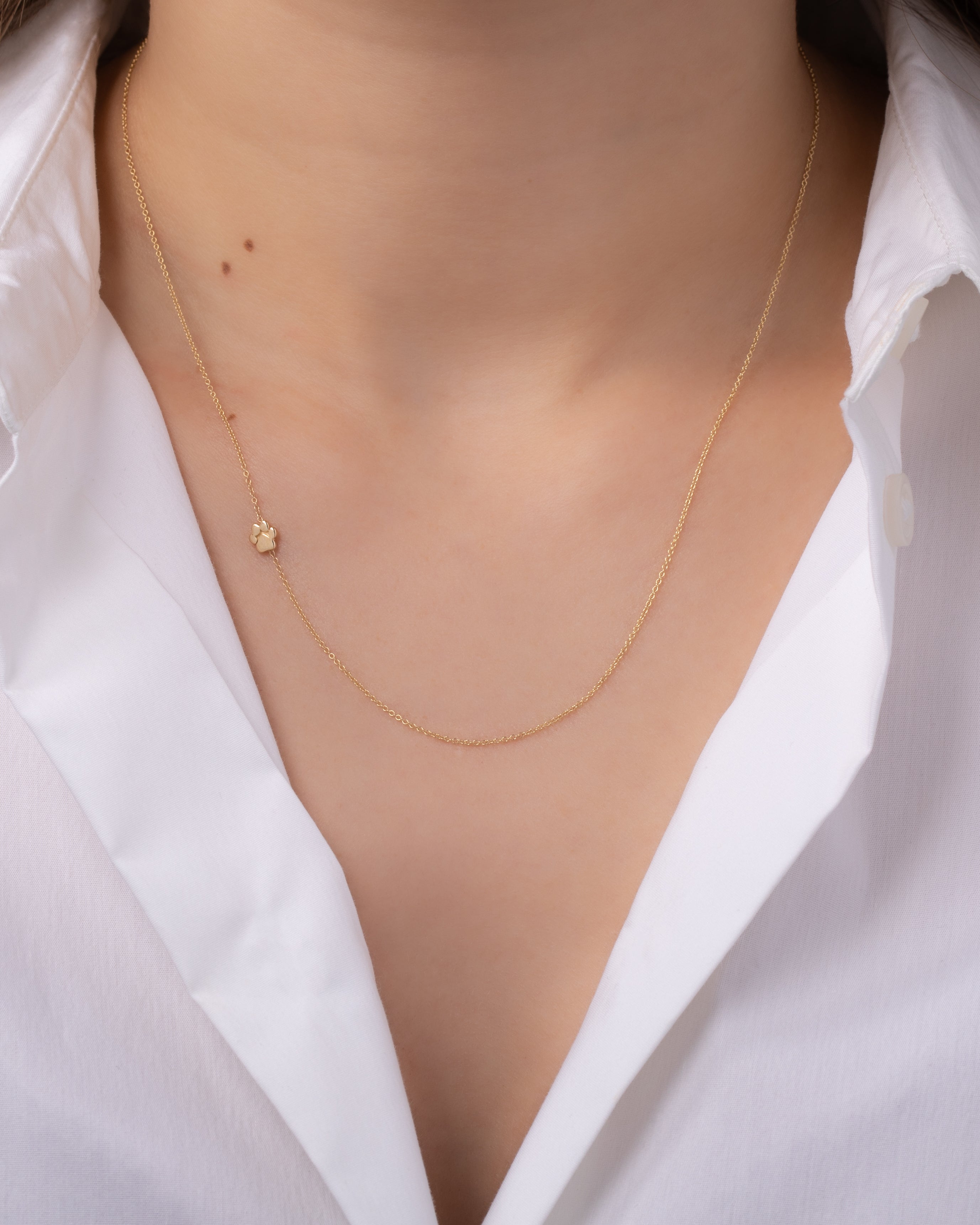 14K Gold Asymmetrical Paw Necklace Zoe Lev Jewelry