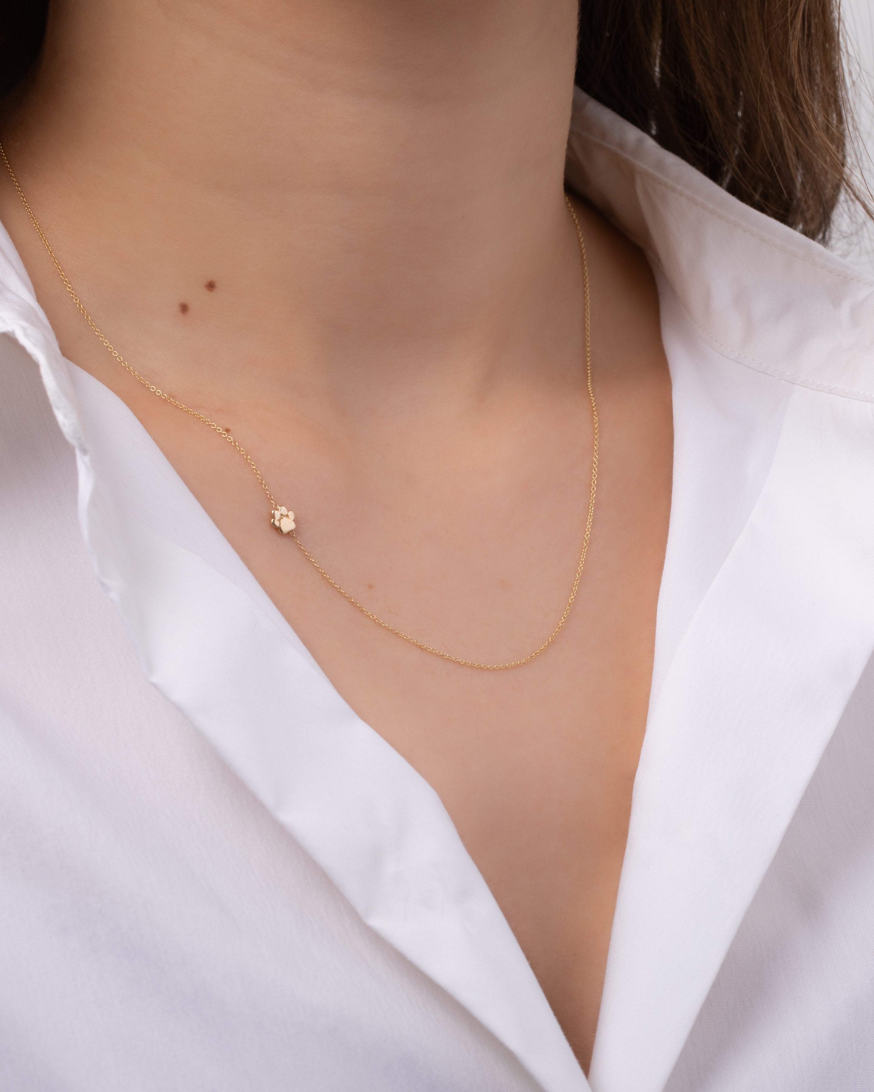 14K Gold Asymmetrical Paw Necklace Zoe Lev Jewelry