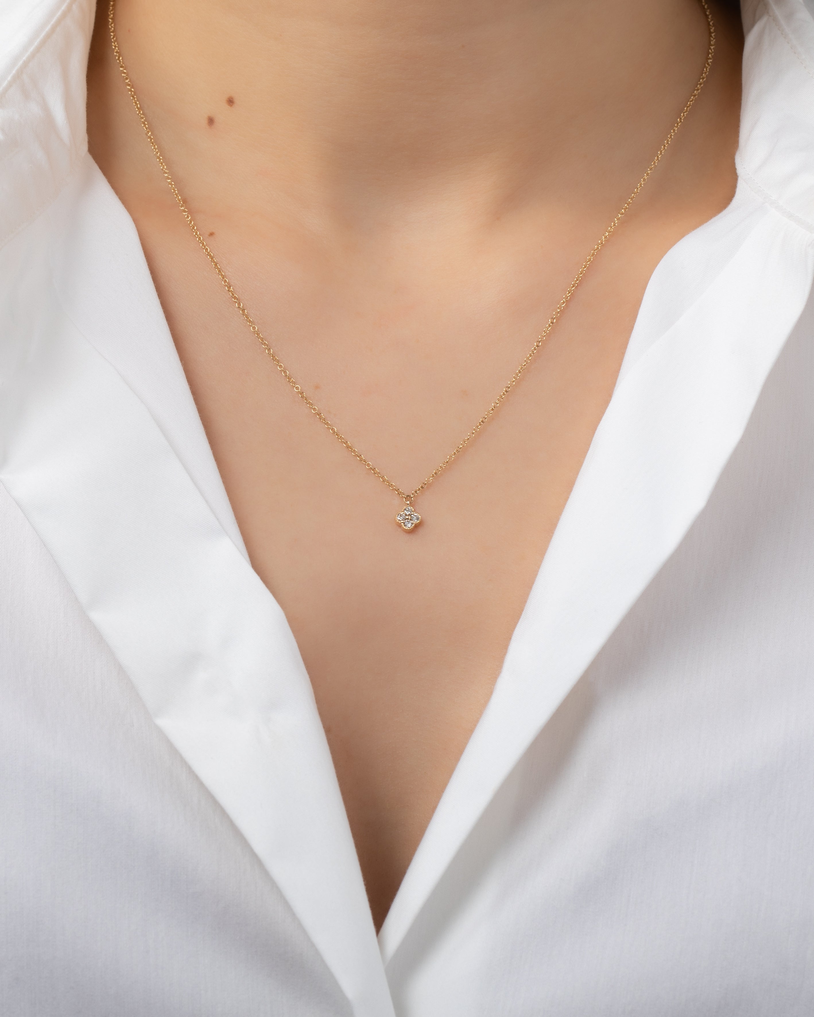 Small Diamond Clover Necklace SAMPLE SALE Zoe Lev Jewelry