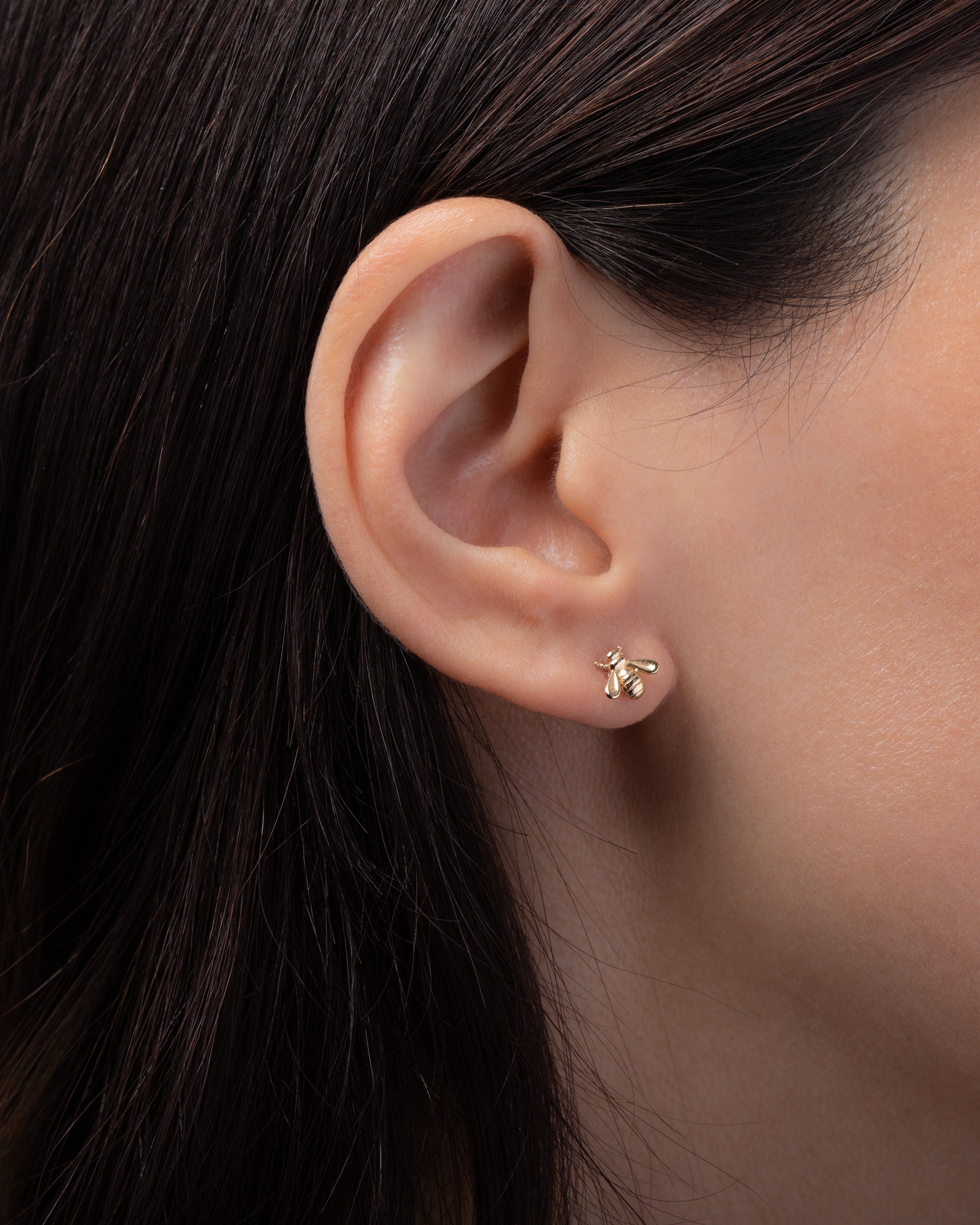 14k Gold Bee Stud Earrings Zoe Lev Jewelry