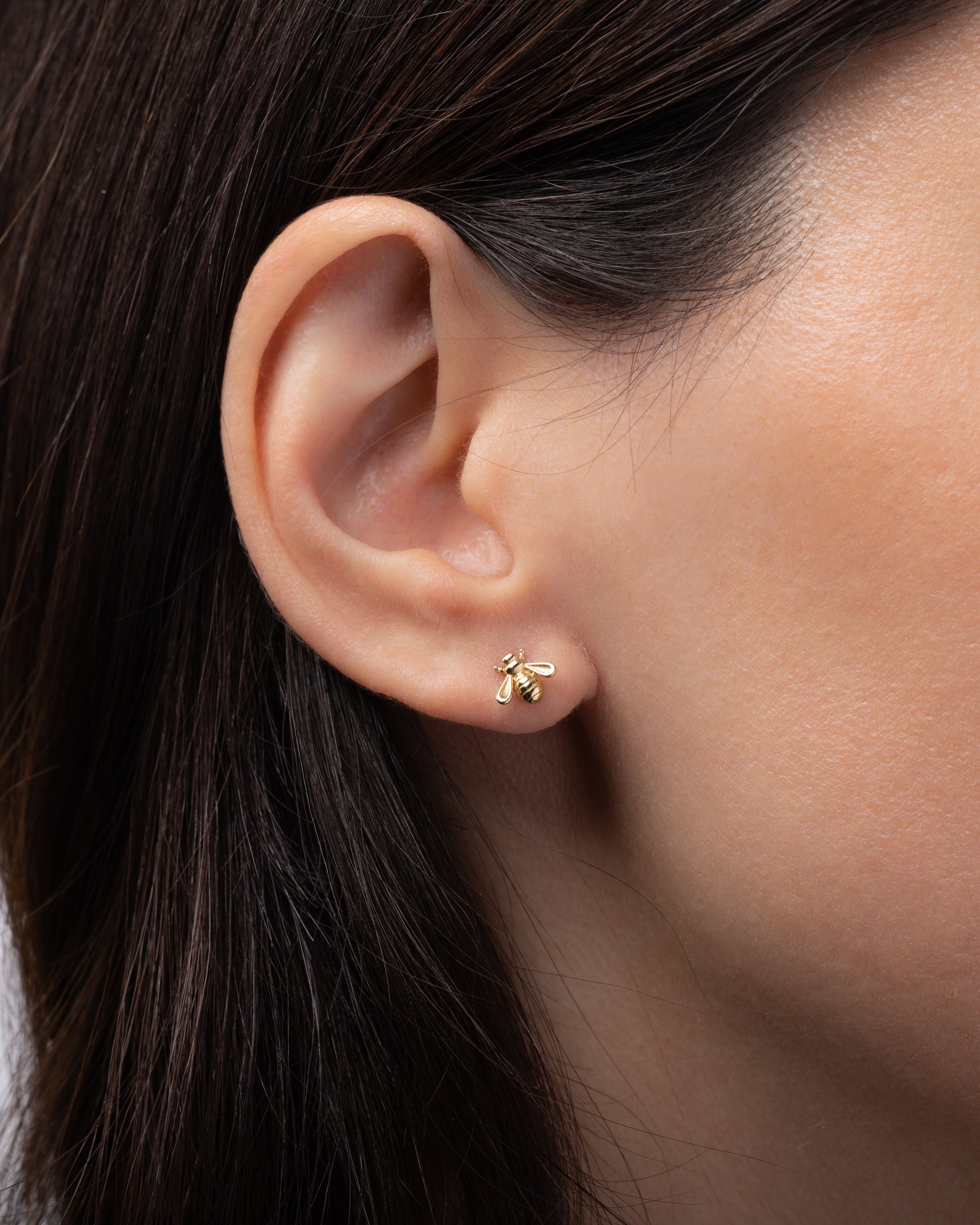 14k Gold Bee Stud Earring - Single SAMPLE SALE Zoe Lev Jewelry