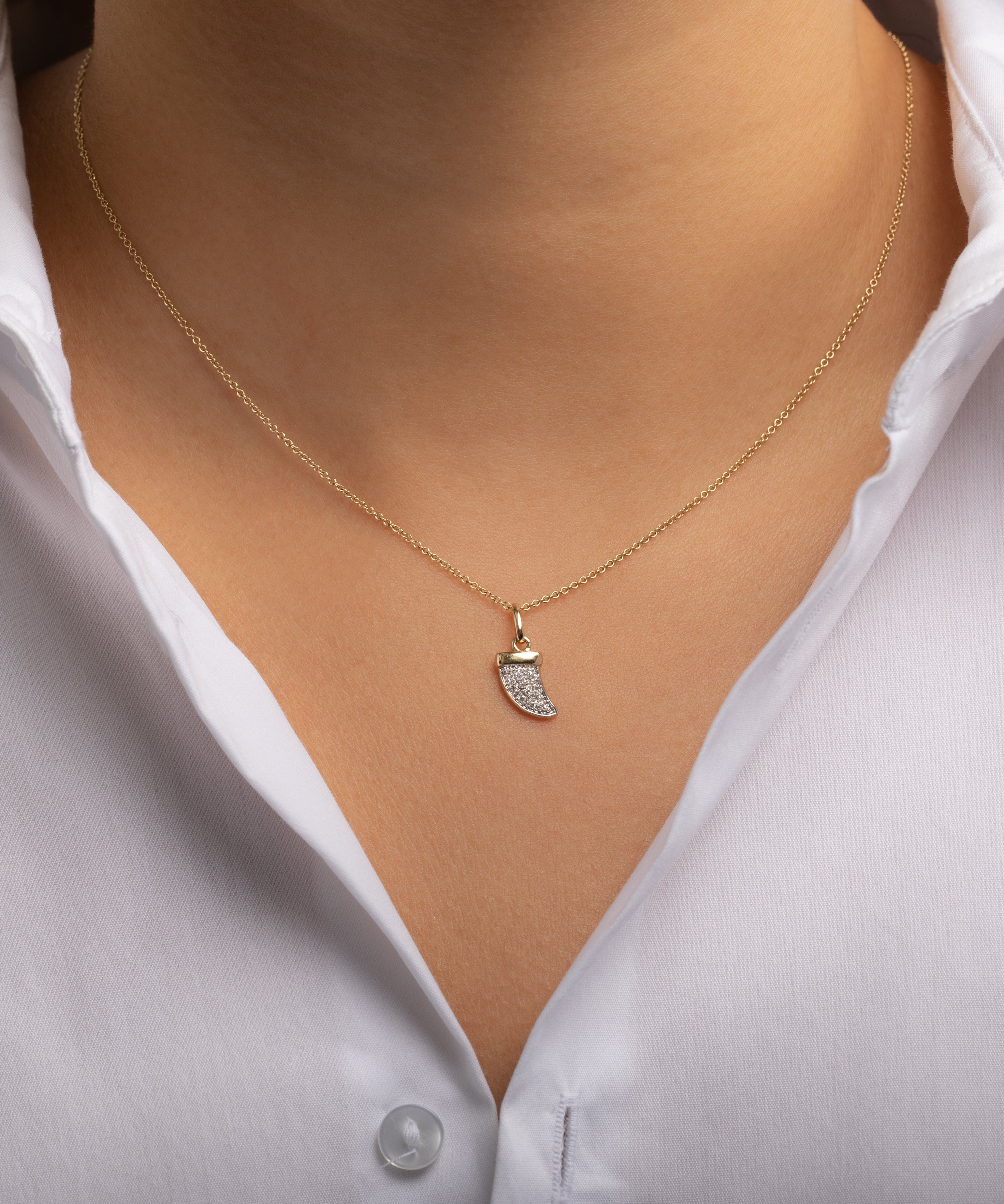 Diamond Horn Pendant SAMPLE SALE Zoe Lev Jewelry