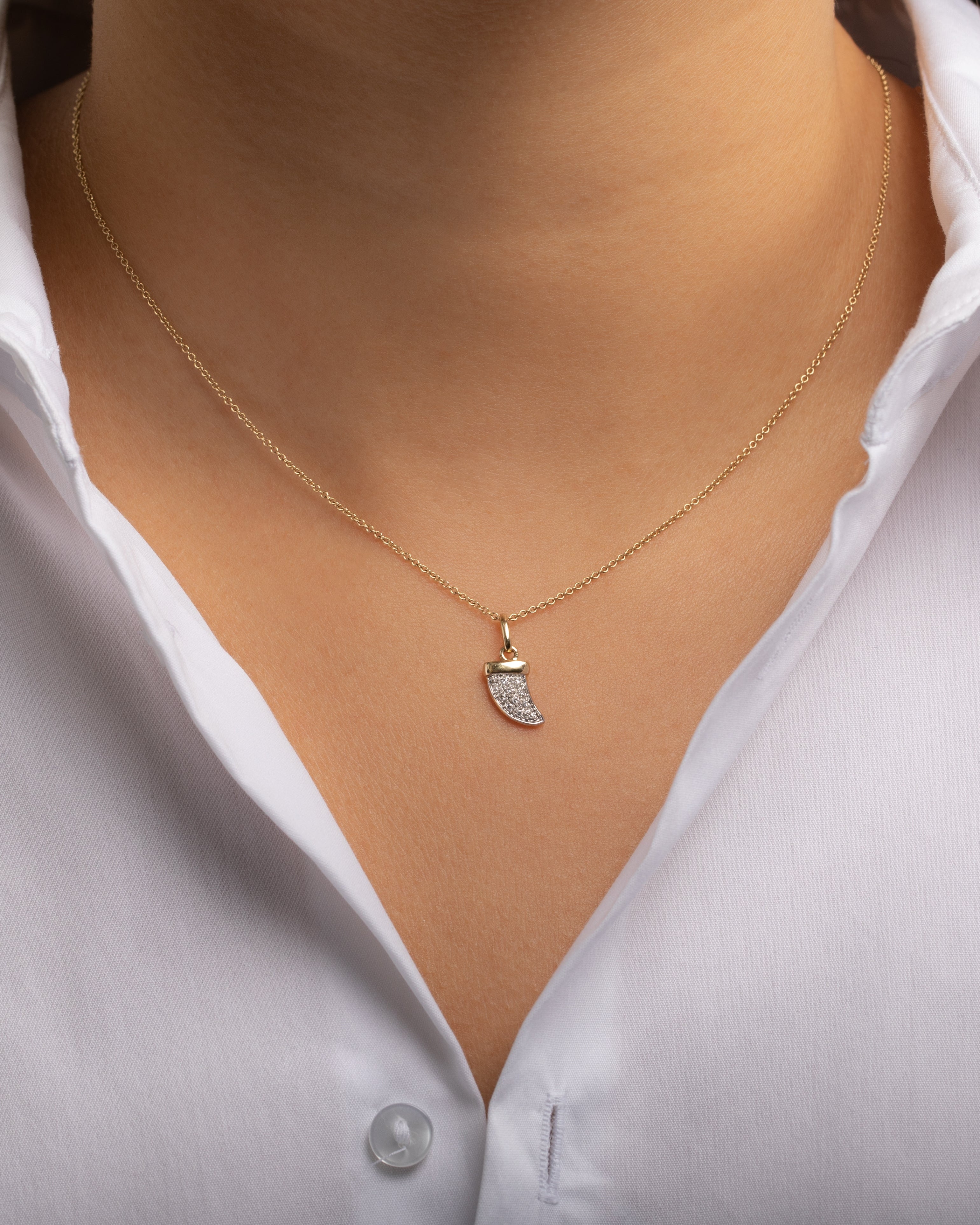 Diamond Horn Pendant SAMPLE SALE Zoe Lev Jewelry