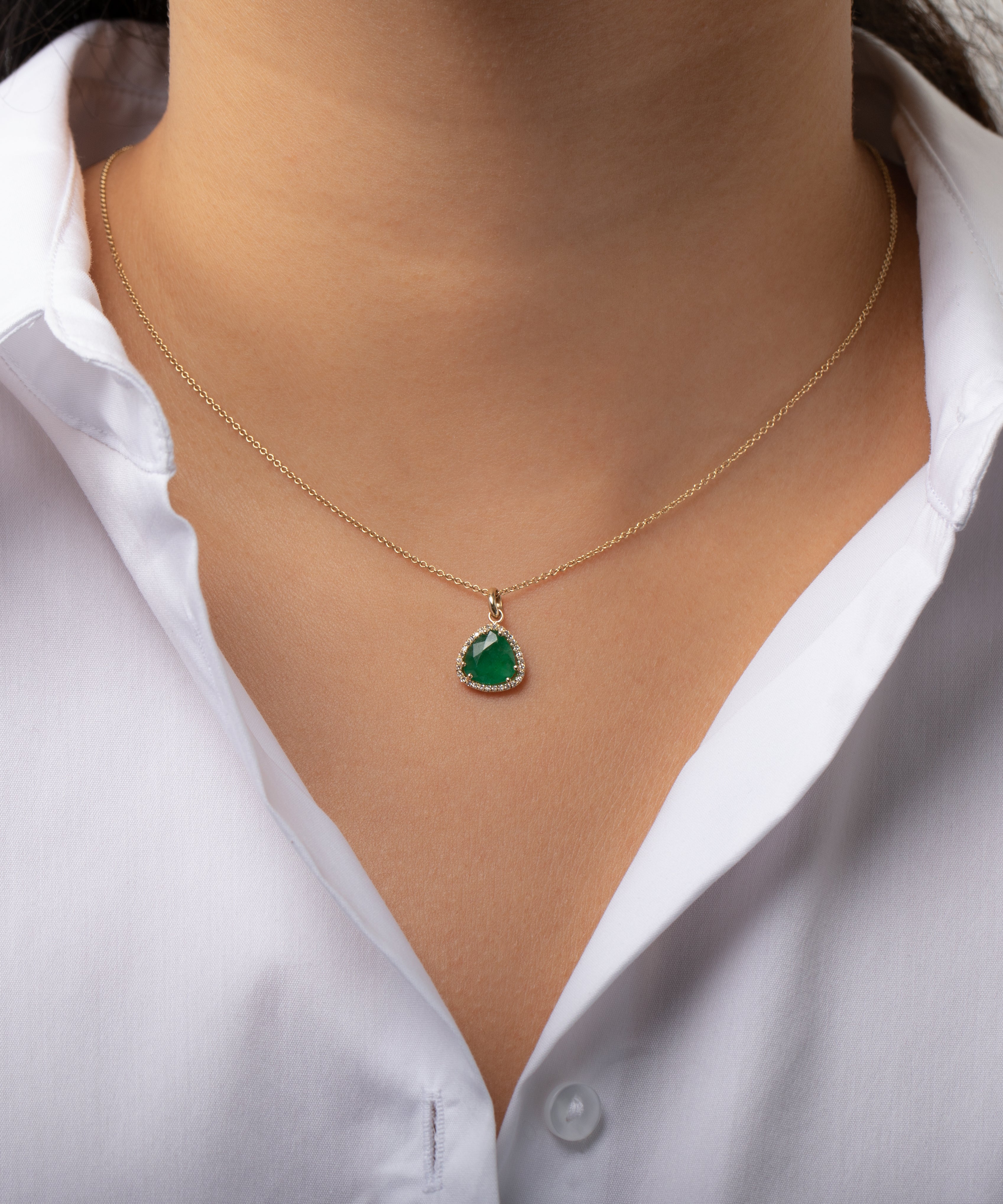 Diamond Emerald Pendant Zoe Lev Jewelry
