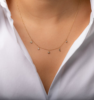 14k Gold and Diamond Charms Necklace