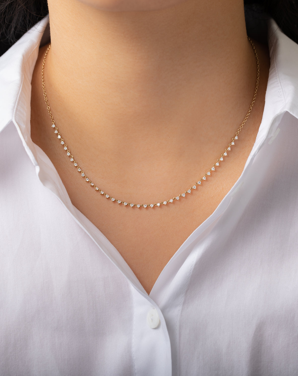 3 Prong Diamond Segment Necklace