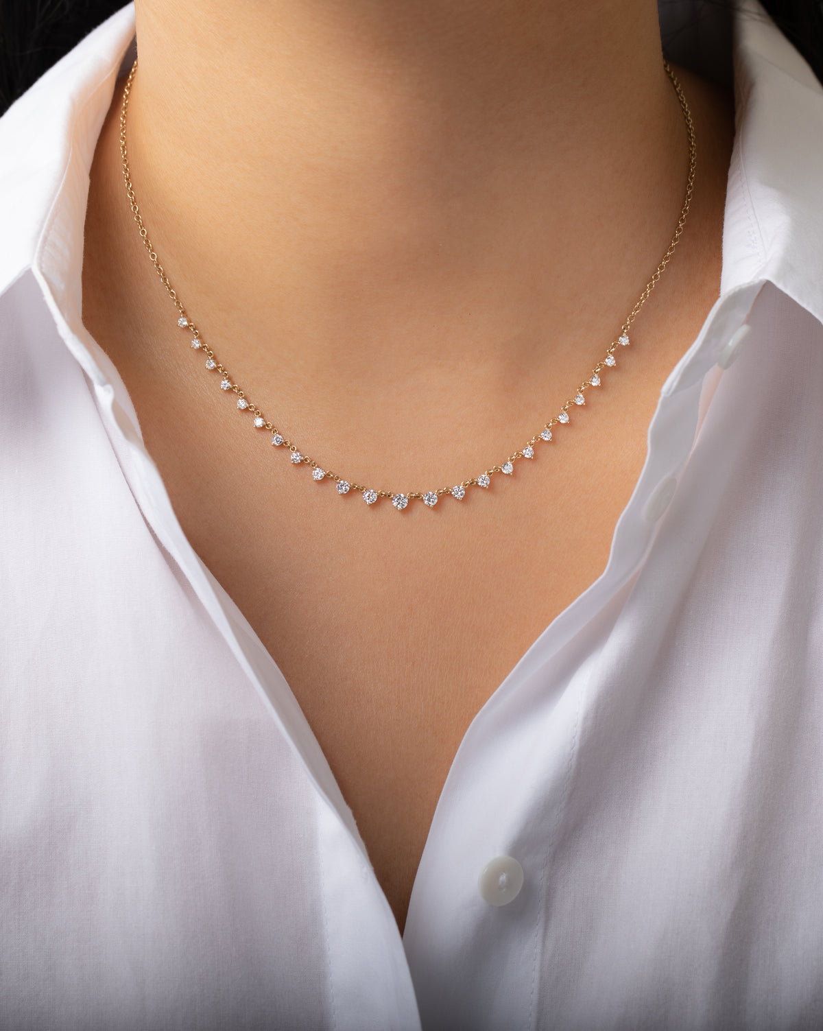 3 Prong Graduated Diamond Segment Necklace