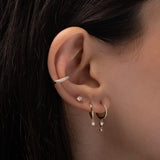 Diamond Huggie Earrings with Drop Duo Hoops & Huggies Zoe Lev Jewelry
