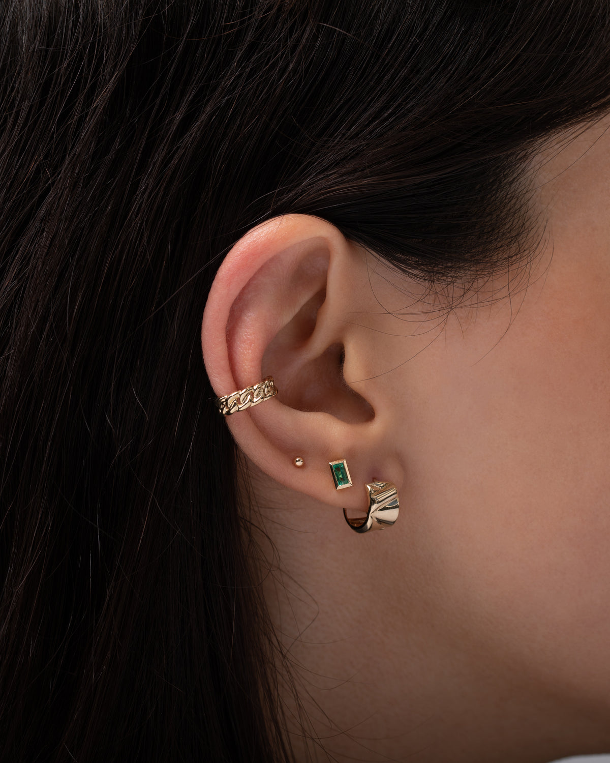 Emerald Baguette Stud Earrings