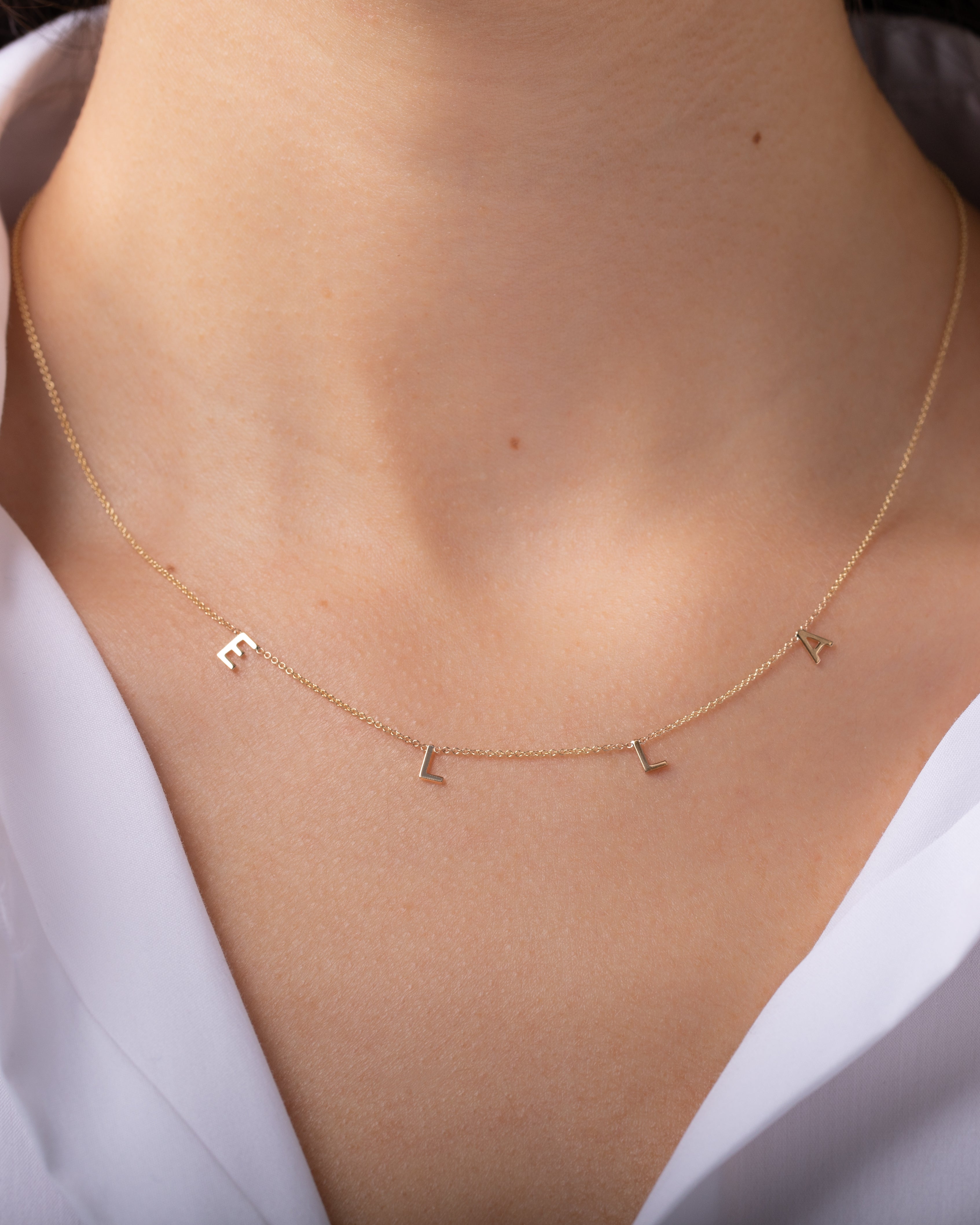 14k Gold Mini Spaced Initial Necklace Personalized Zoe Lev Jewelry